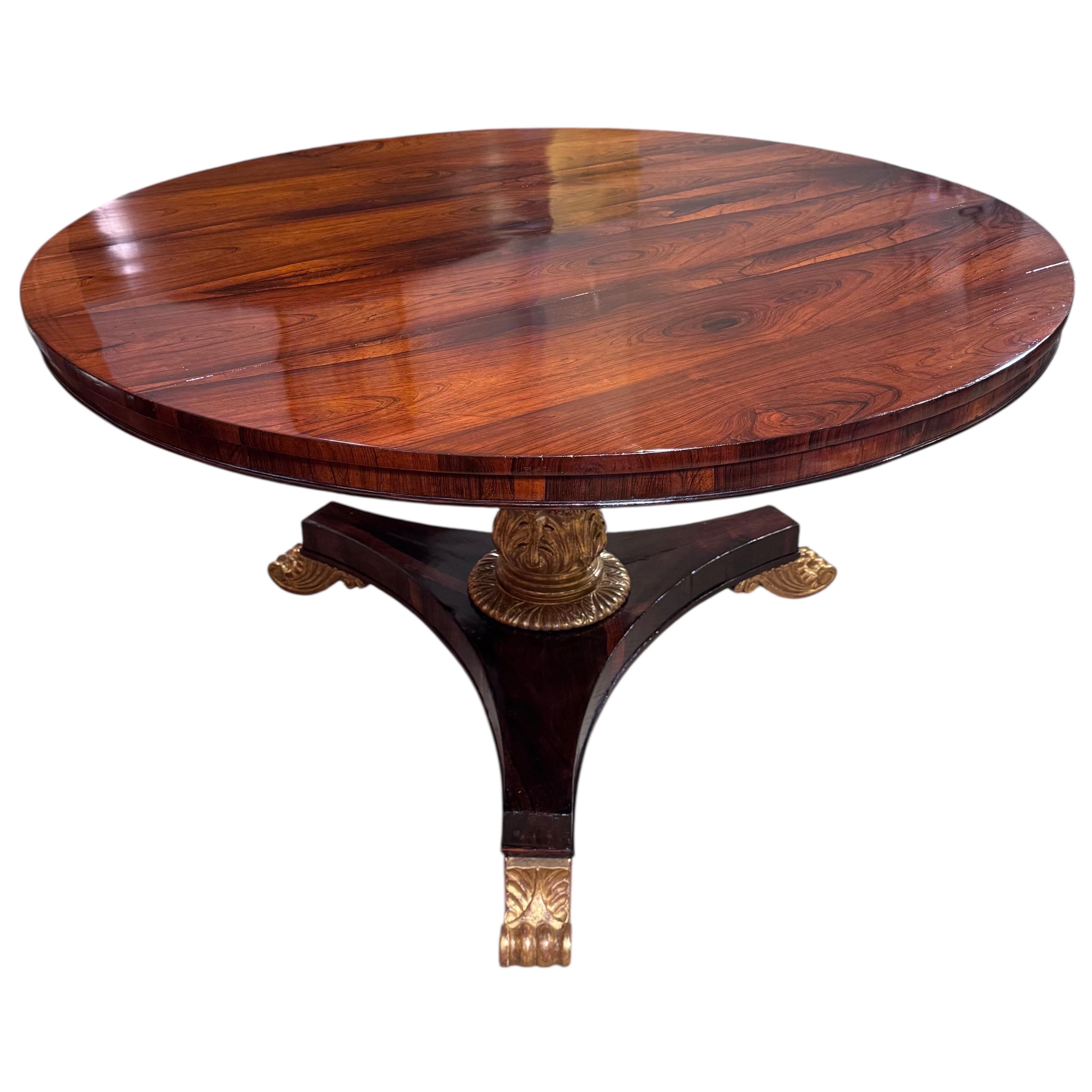 Regency Rosewood Carved & gilded Tilt Top Table