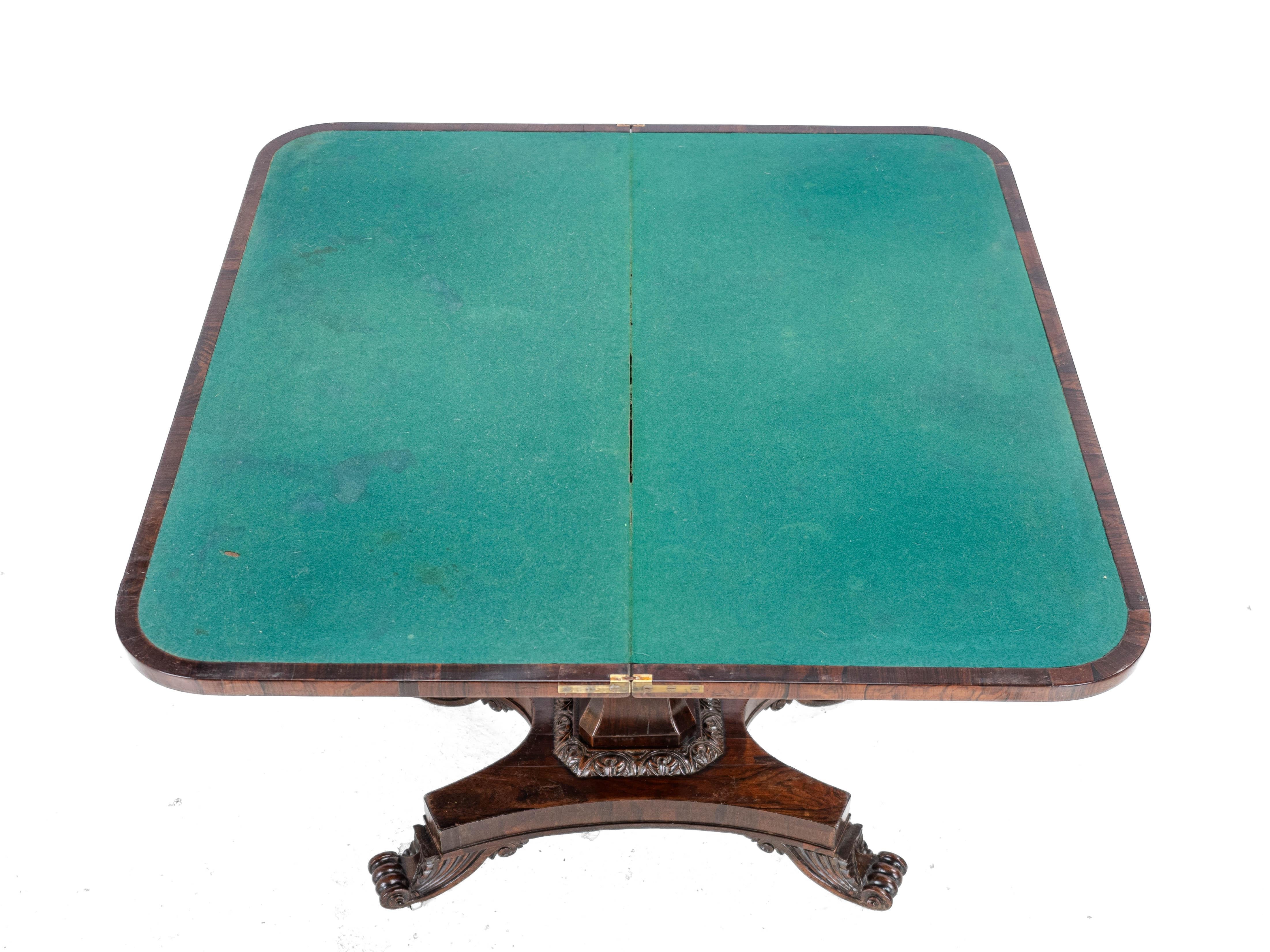 Regency Rosewood Console Fold Over Games Card Table circa 1820 (Georgian) 4