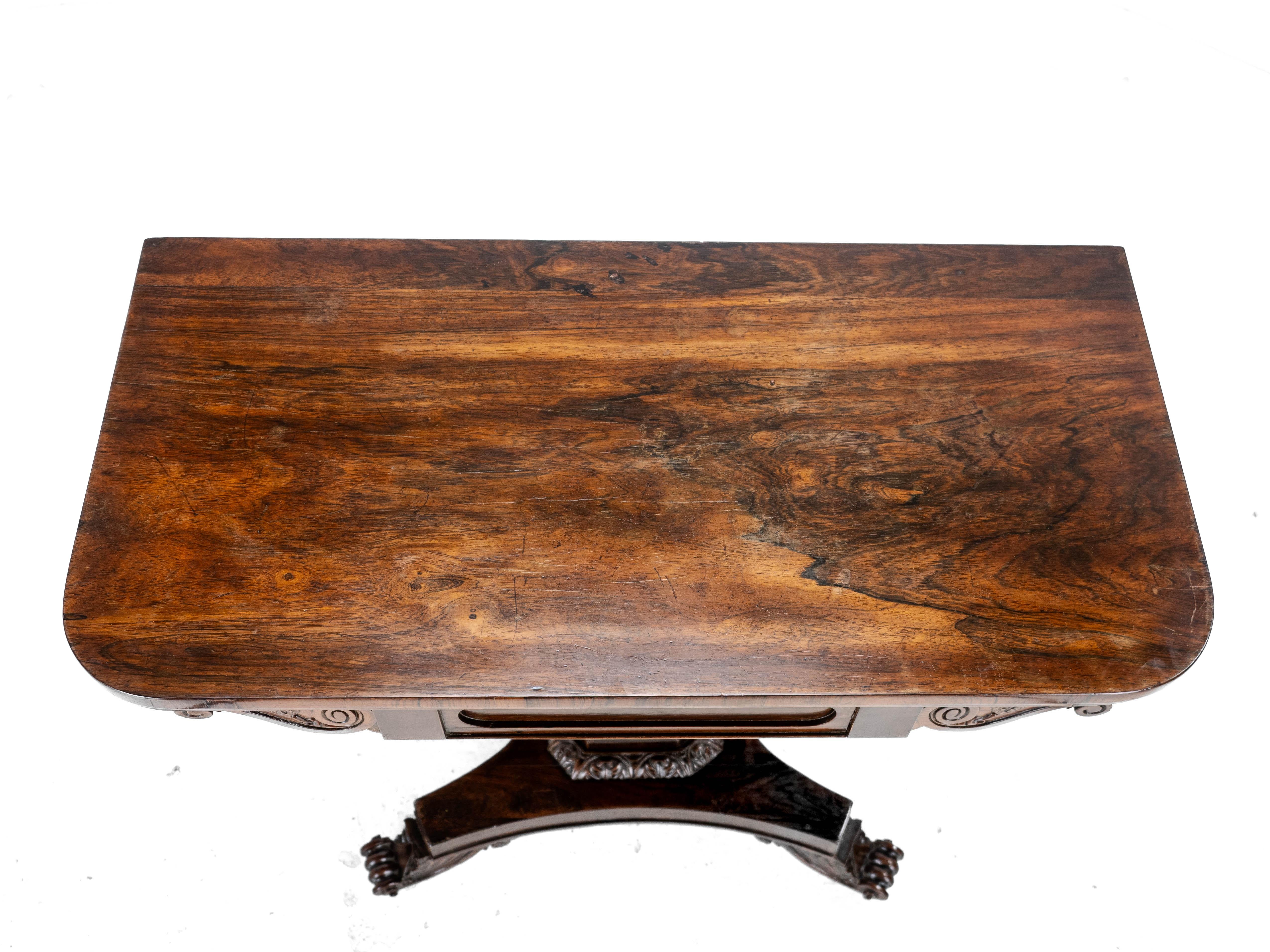 Regency Rosewood Console Fold Over Games Card Table circa 1820 (Georgian) 7