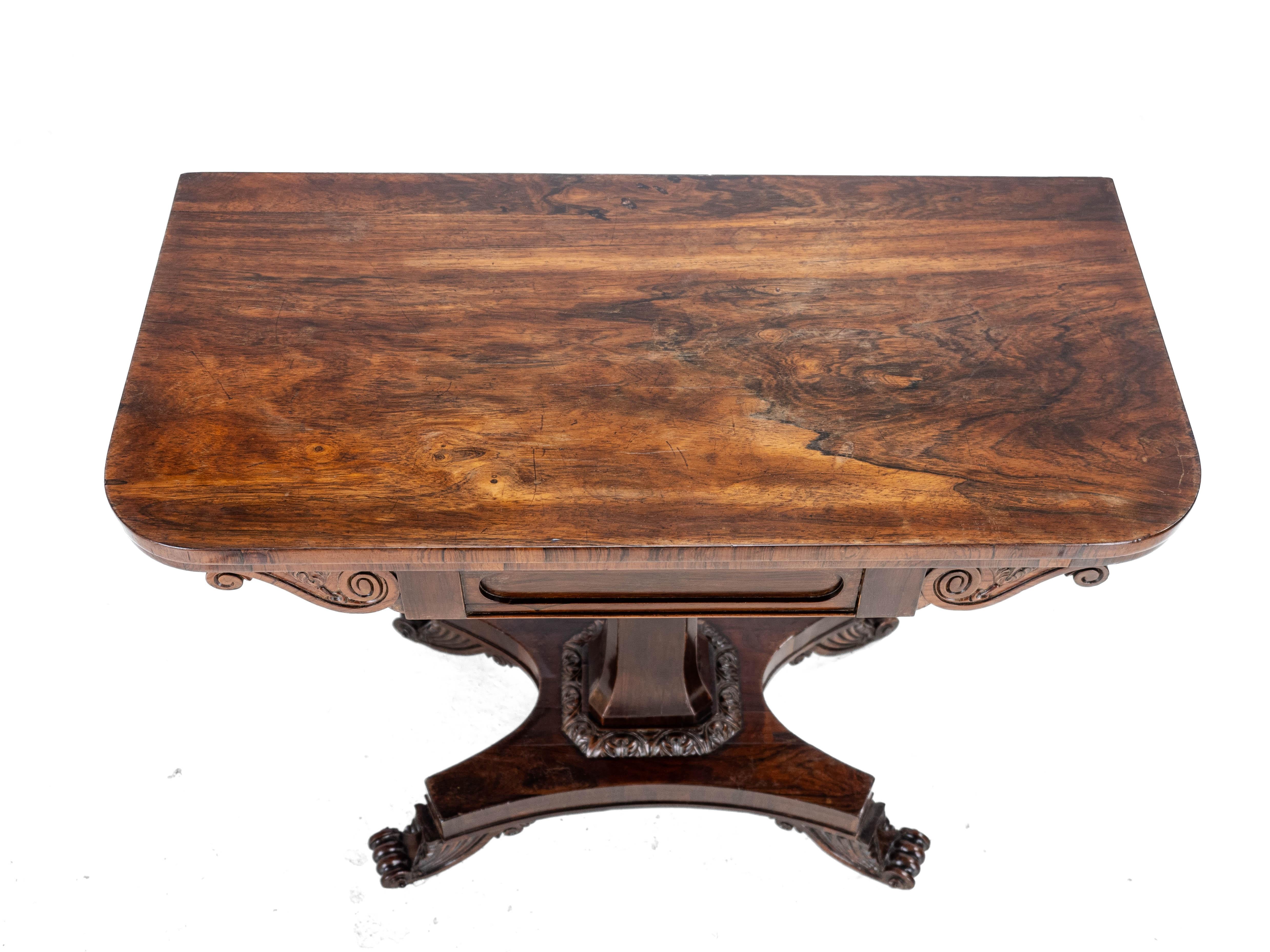 Regency Rosewood Console Fold Over Games Card Table circa 1820 (Georgian) 8