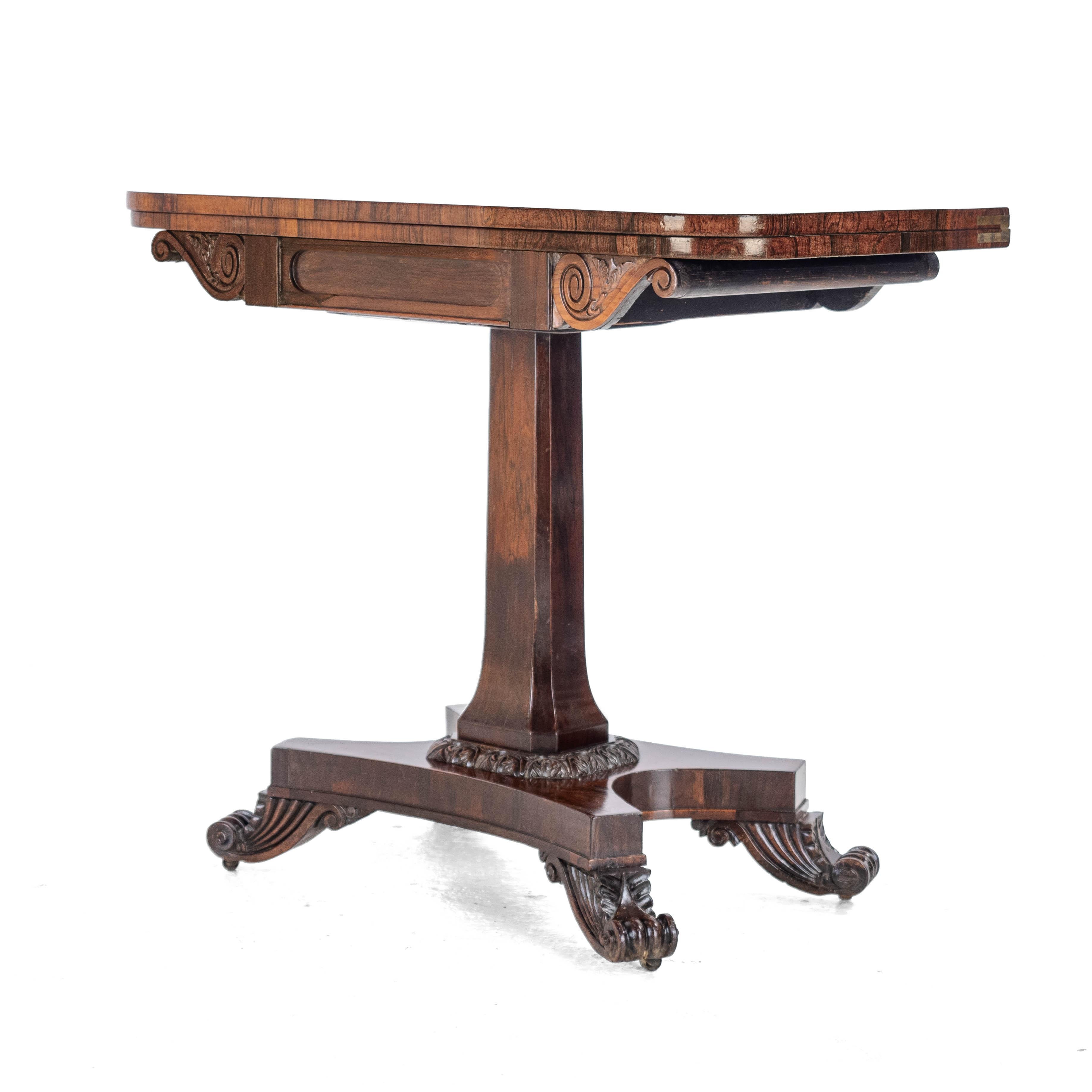 English Regency Rosewood Console Fold Over Games Card Table circa 1820 (Georgian)