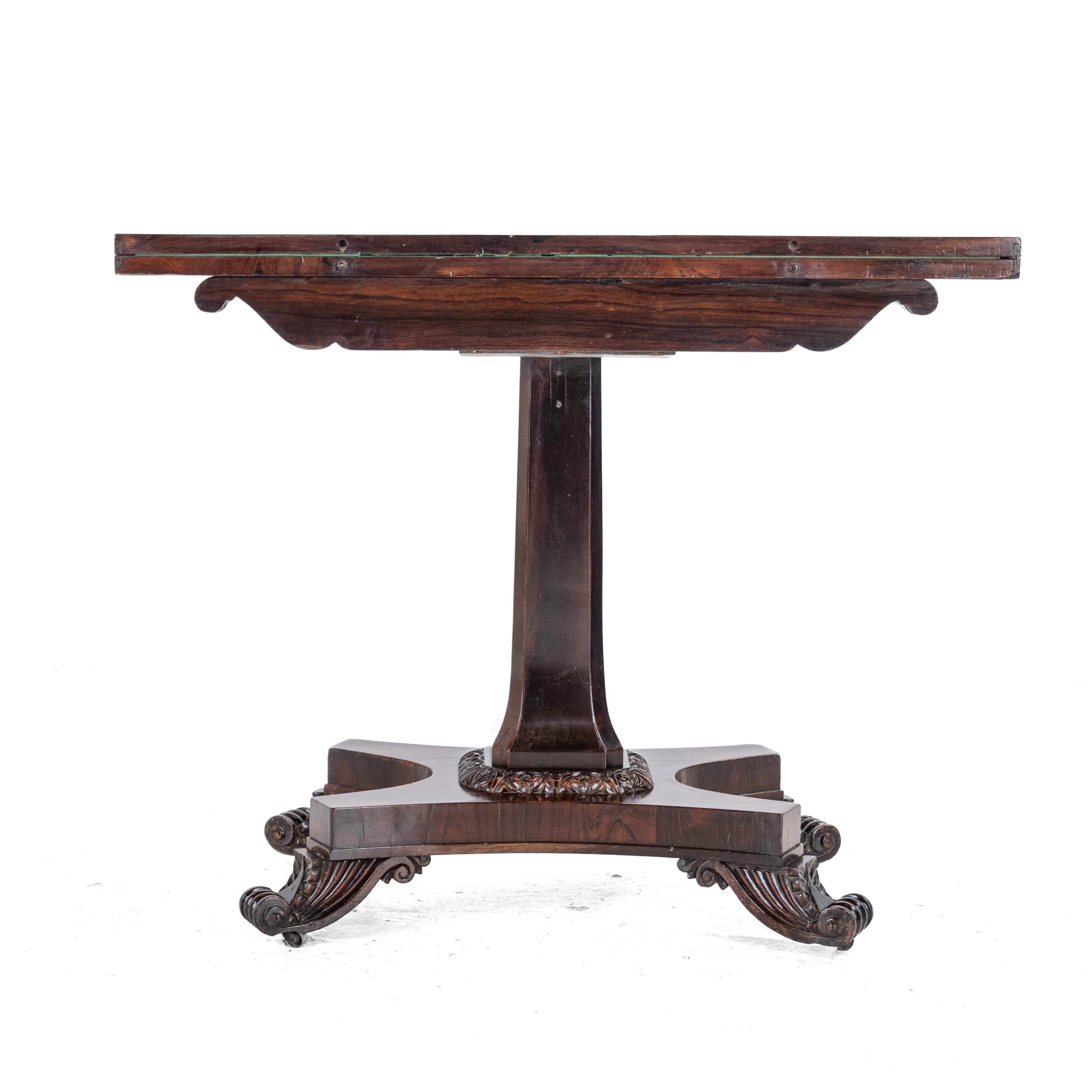 Veneer Regency Rosewood Console Fold Over Games Card Table circa 1820 (Georgian)