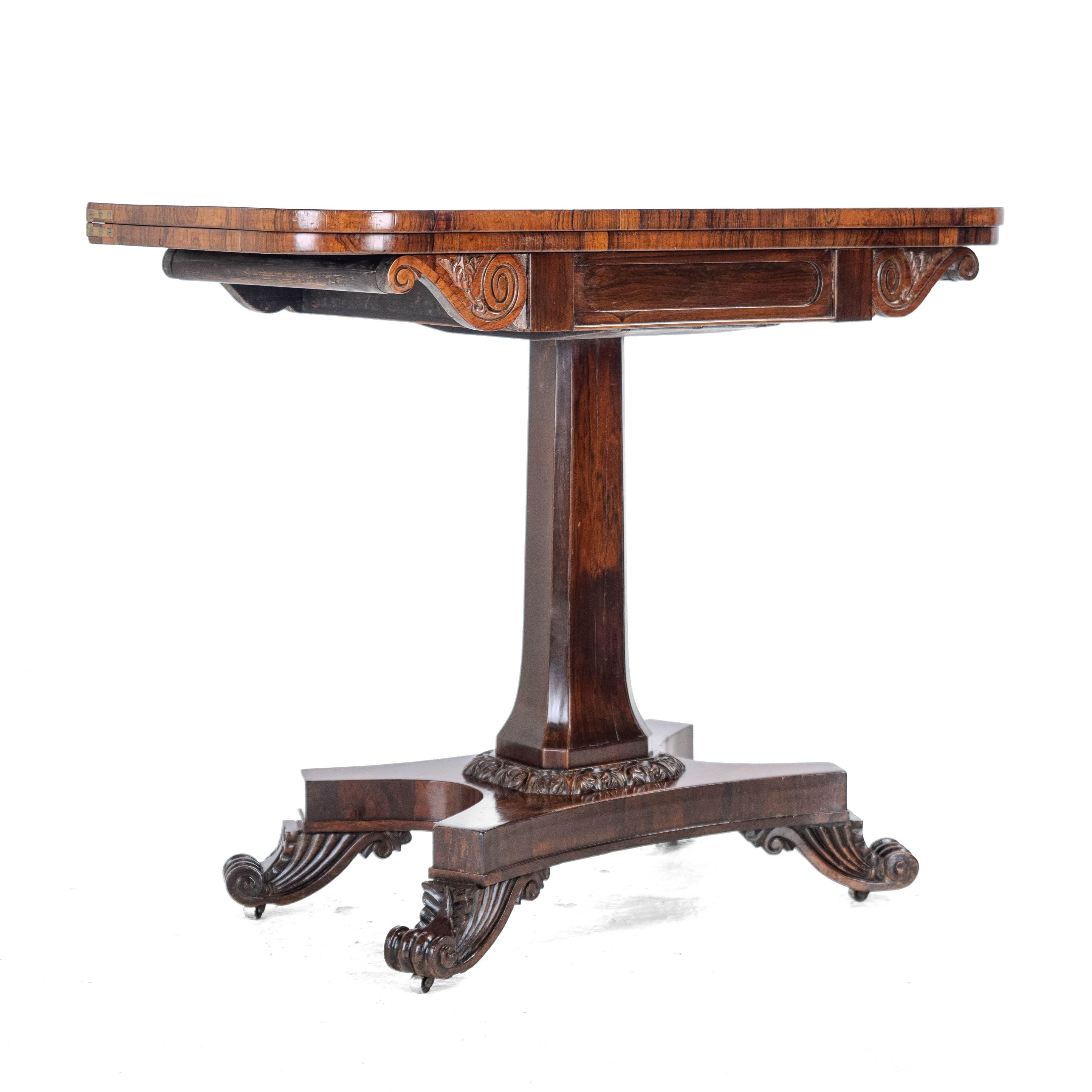 Regency Rosewood Console Fold Over Games Card Table circa 1820 (Georgian) In Good Condition In Leeds, GB