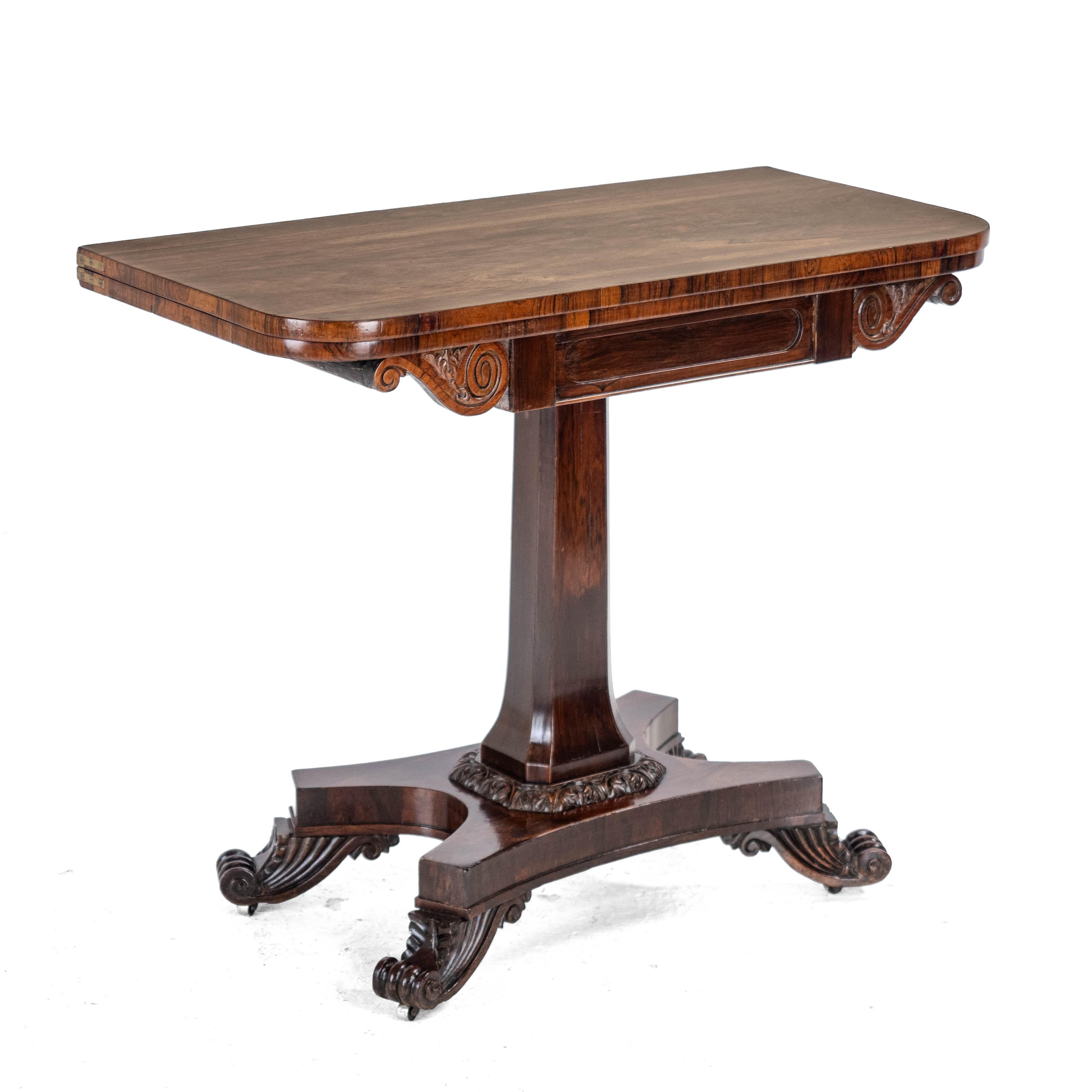 19th Century Regency Rosewood Console Fold Over Games Card Table circa 1820 (Georgian)