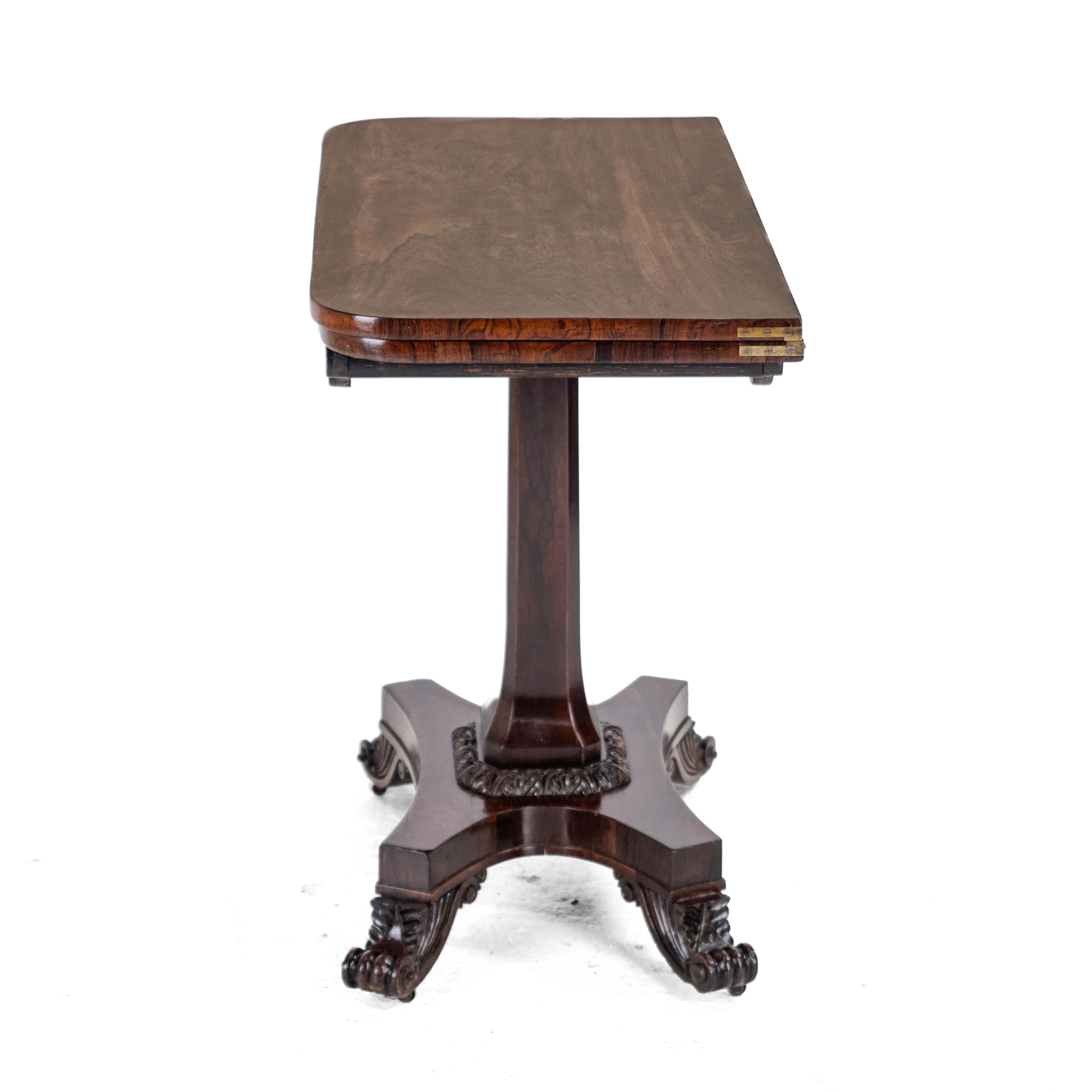Regency Rosewood Console Fold Over Games Card Table circa 1820 (Georgian) 2