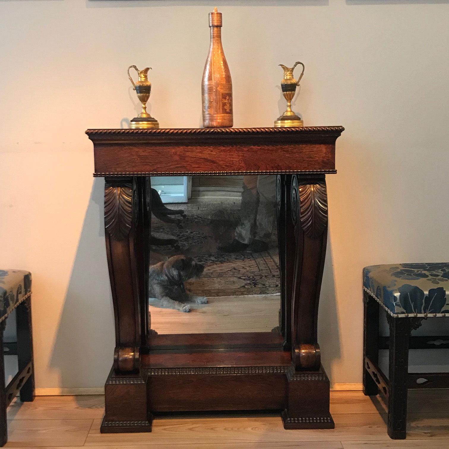 Veneer Regency Rosewood Console Hall Table For Sale