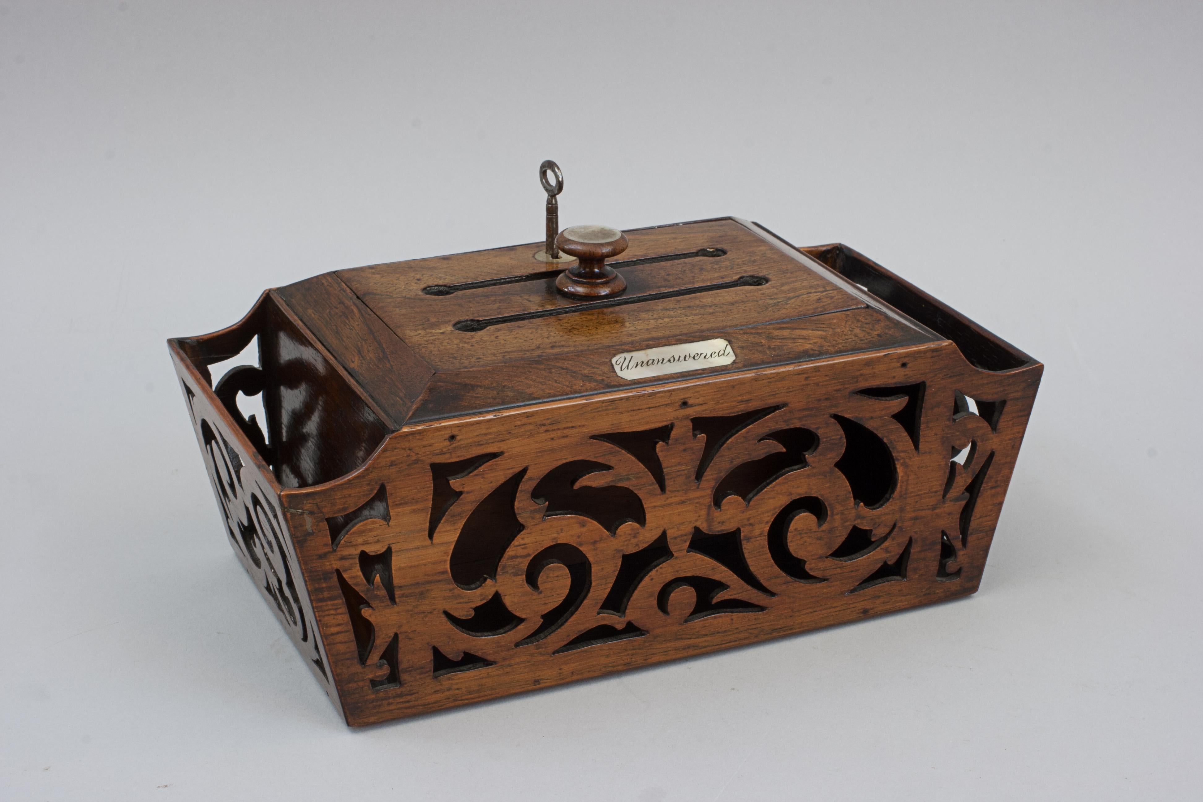 Regency Rosewood Country House Letter Box In Good Condition For Sale In Oxfordshire, GB