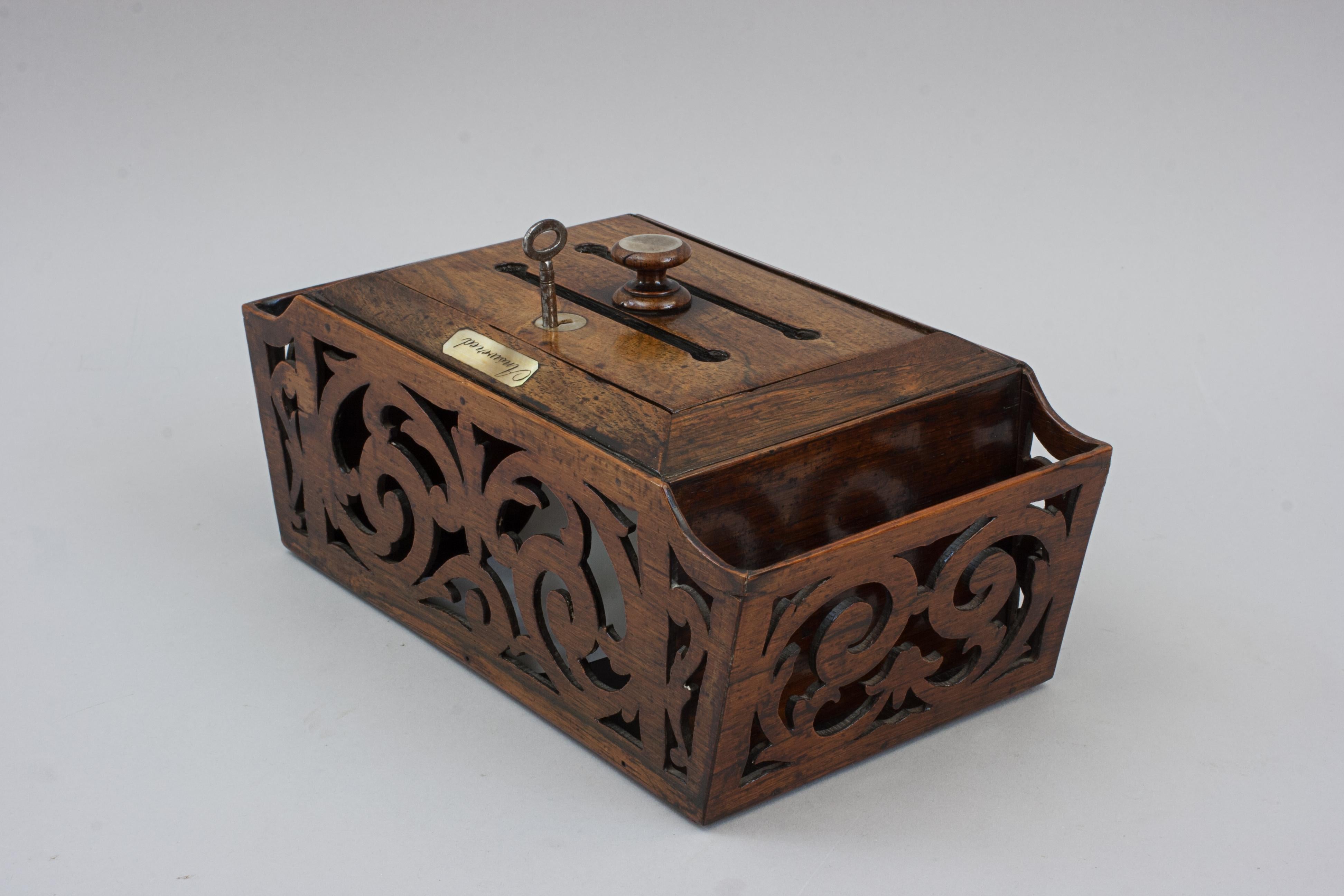 19th Century Regency Rosewood Country House Letter Box For Sale