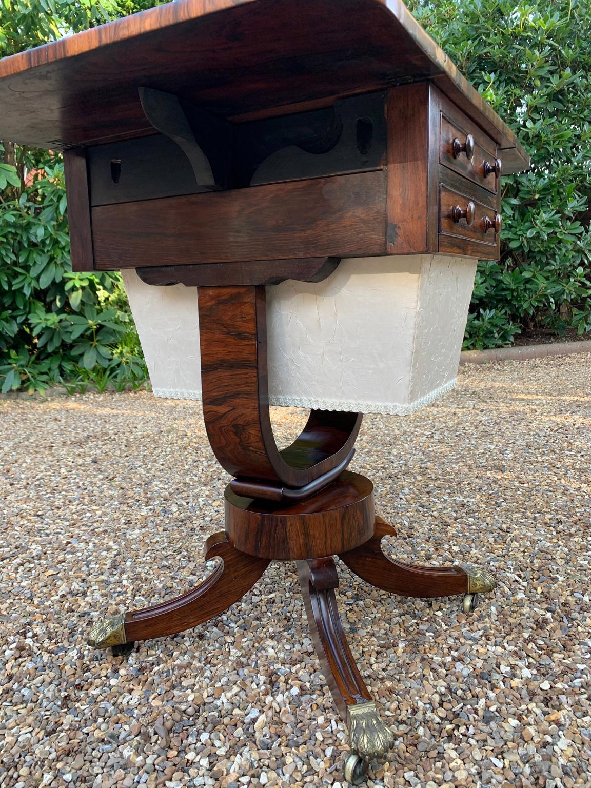 19th Century Regency Rosewood Drop Leaf Work Table
