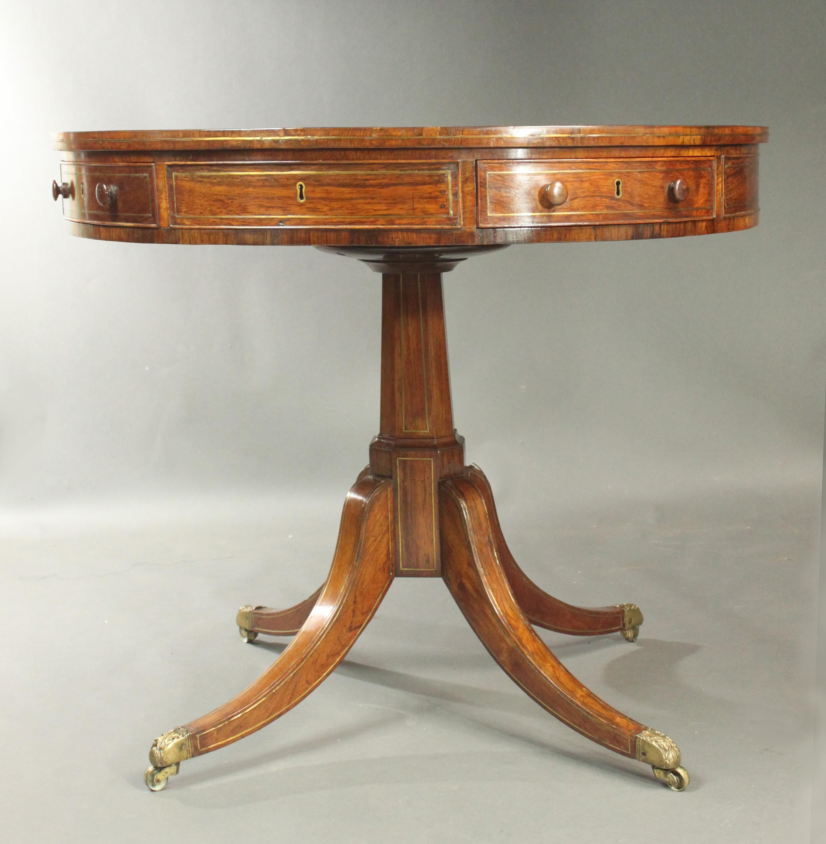 English Regency Rosewood Drum Table For Sale