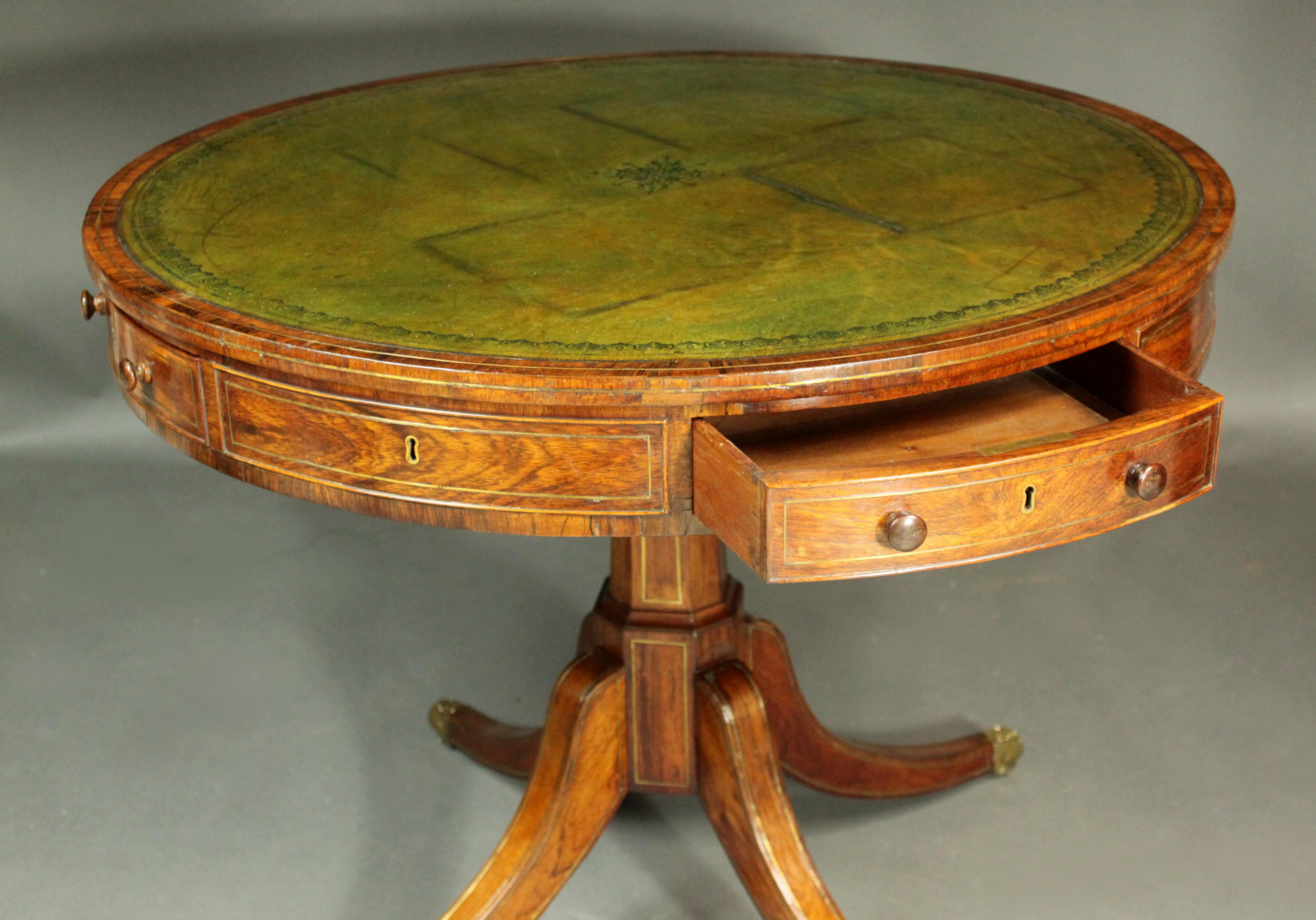 Early 19th Century Regency Rosewood Drum Table For Sale