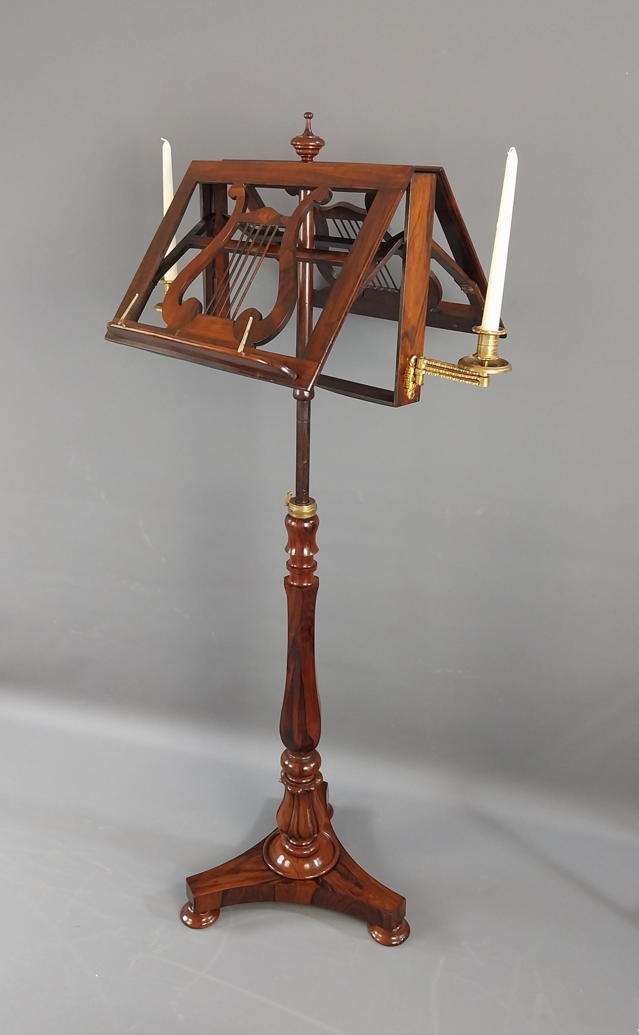 Hand-Carved Regency Rosewood Duet Music Stand For Sale