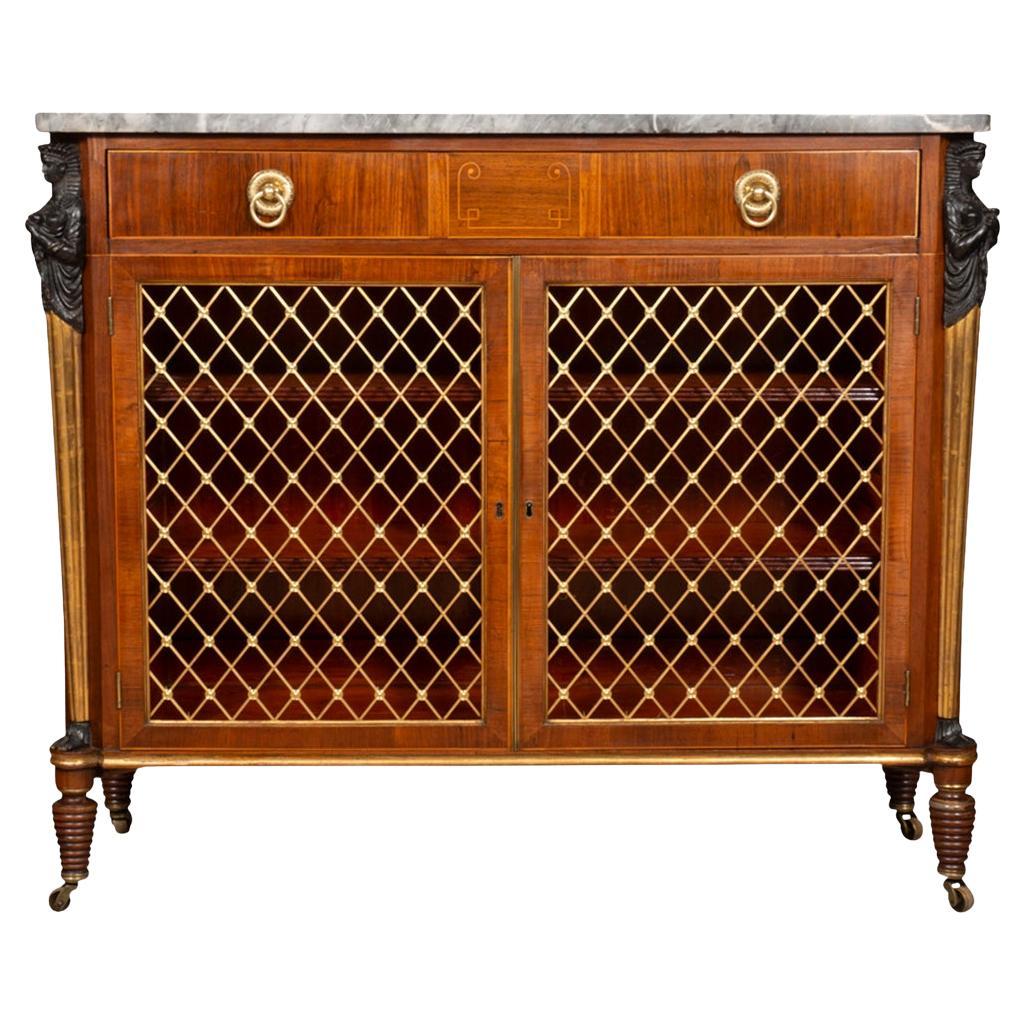 Regency Rosewood, Ebonized and Gilded Credenza For Sale