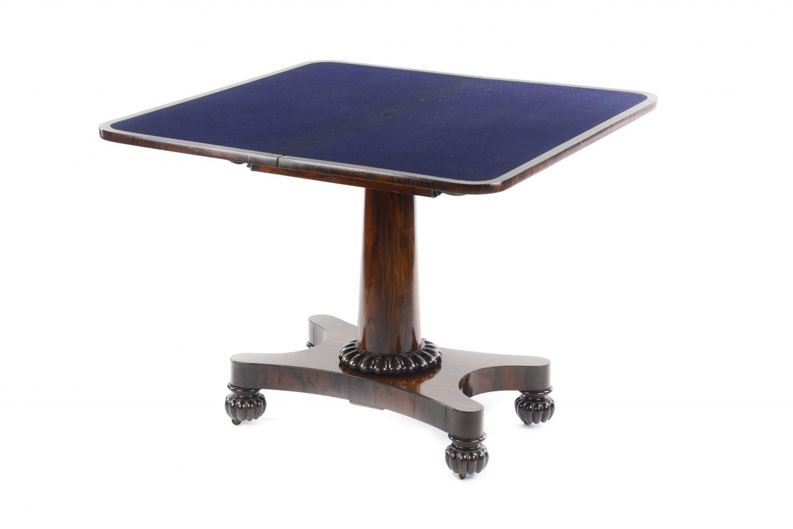  Regency Rosewood Fold-Over Top with D End Card Table Attributed to Gillows In Good Condition In Northwich, GB