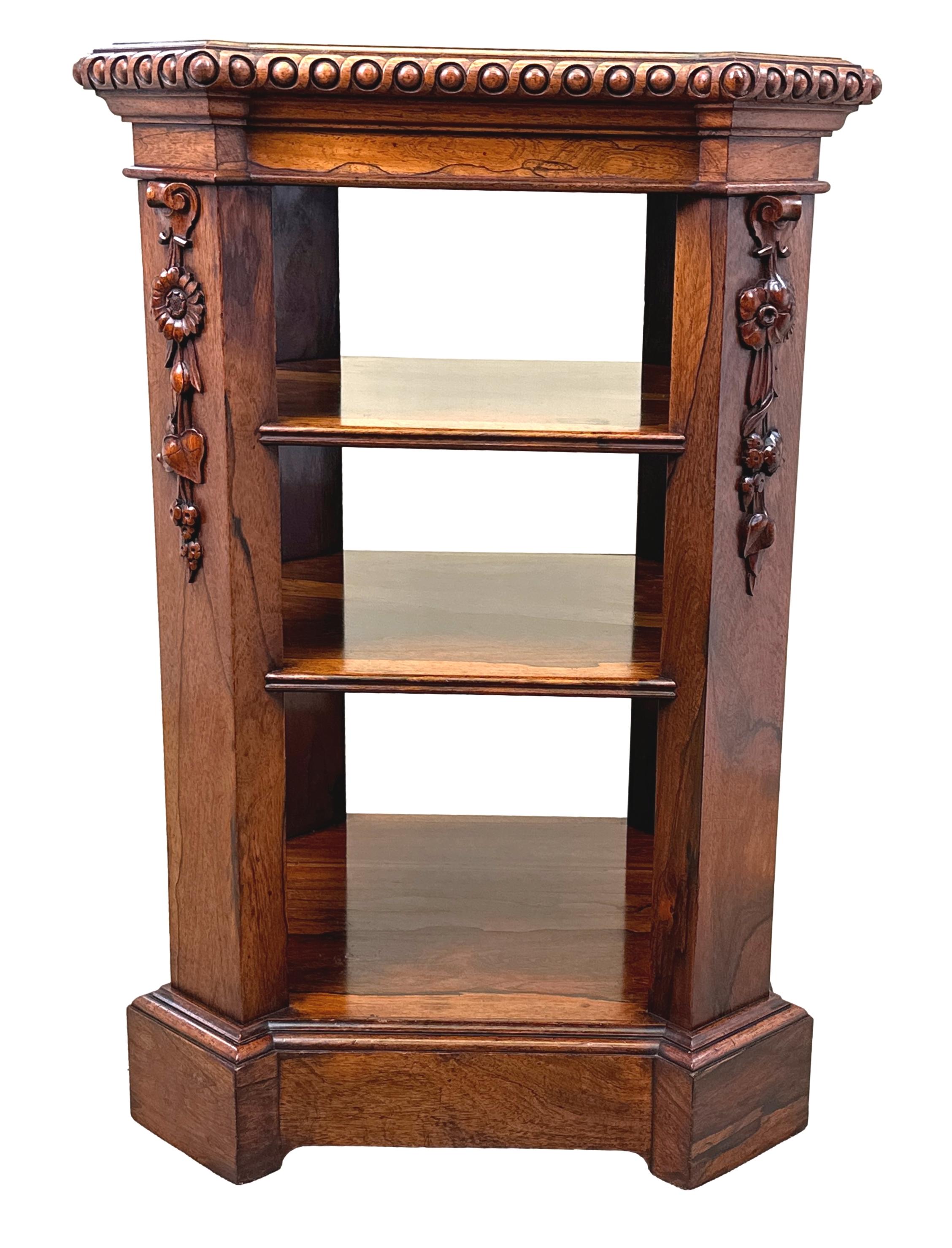 English Regency Rosewood Freestanding Open Bookcase Pedestal For Sale
