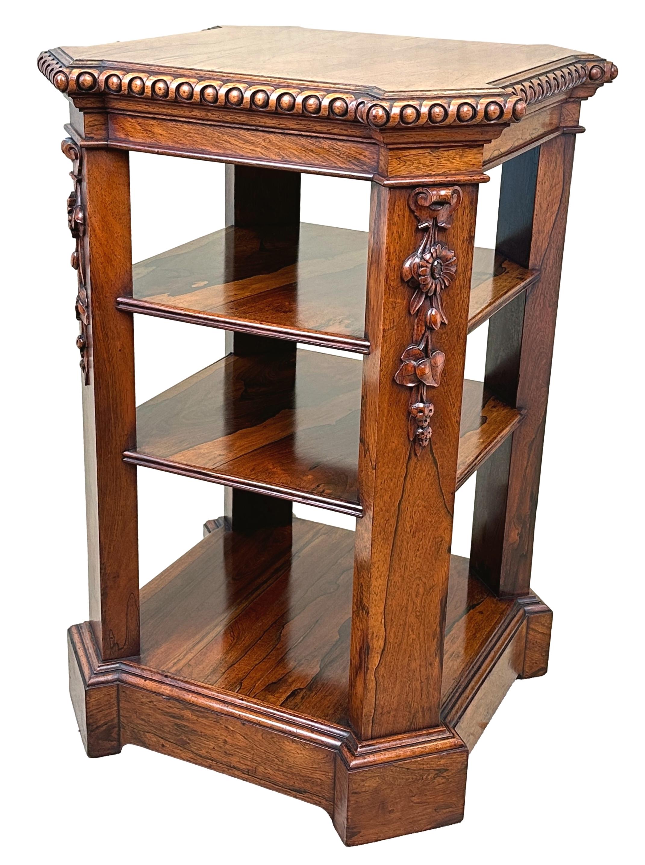 19th Century Regency Rosewood Freestanding Open Bookcase Pedestal For Sale