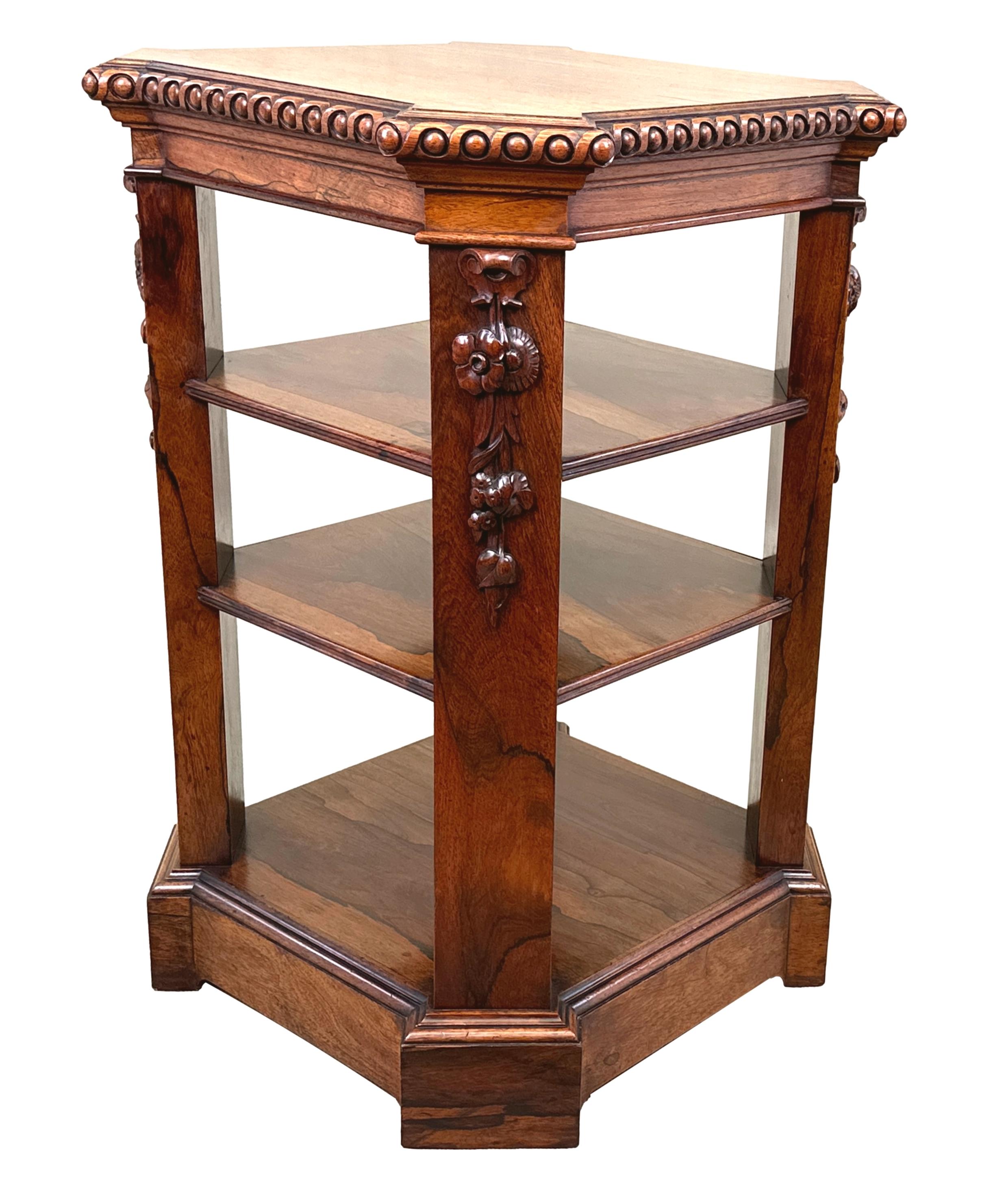 Regency Rosewood Freestanding Open Bookcase Pedestal For Sale 4