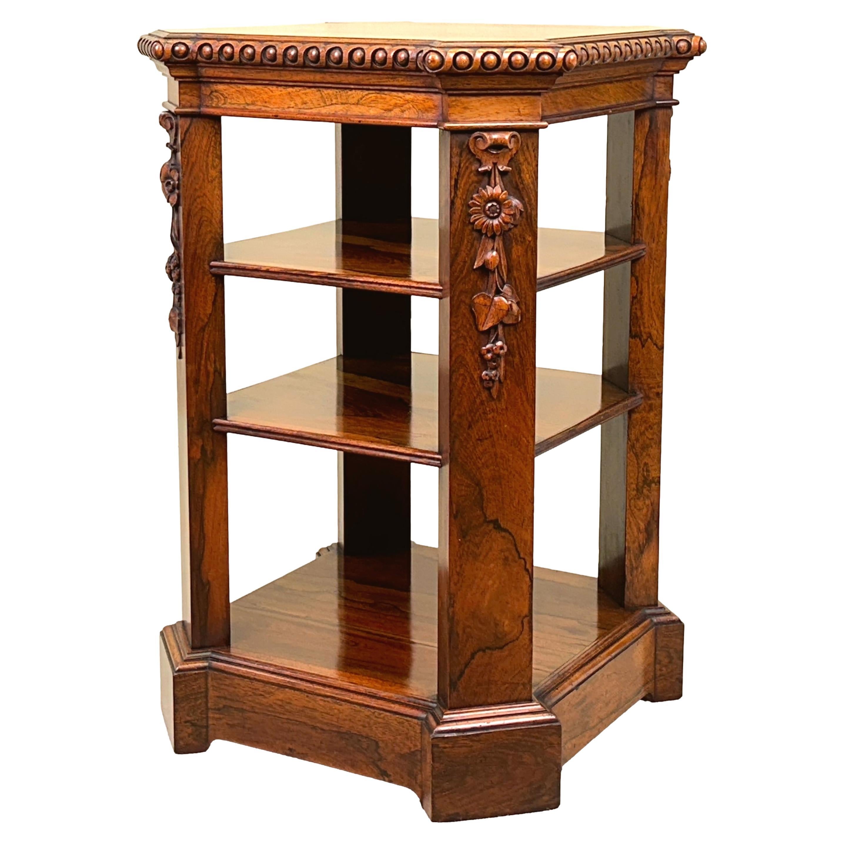 Regency Rosewood Freestanding Open Bookcase Pedestal For Sale