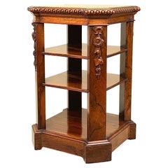 Antique Regency Rosewood Freestanding Open Bookcase Pedestal