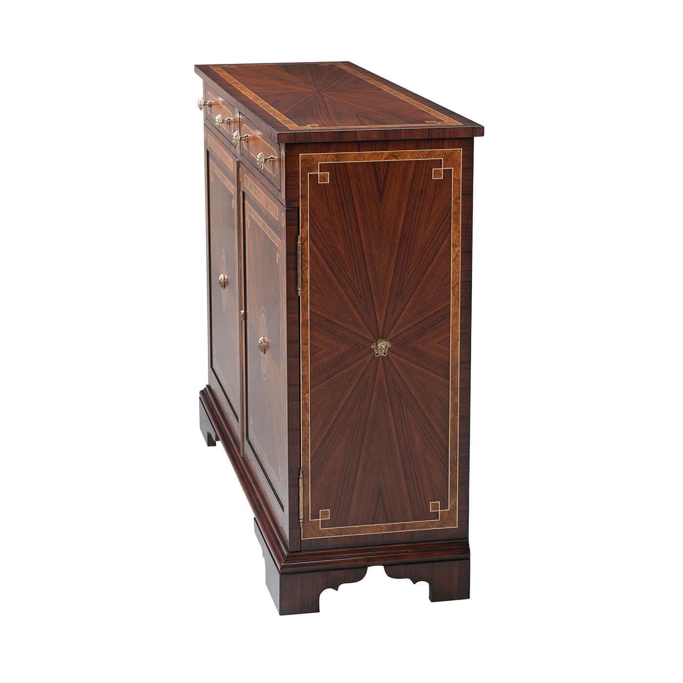 Regency Rosewood Inlaid Side Cabinet In New Condition In Westwood, NJ