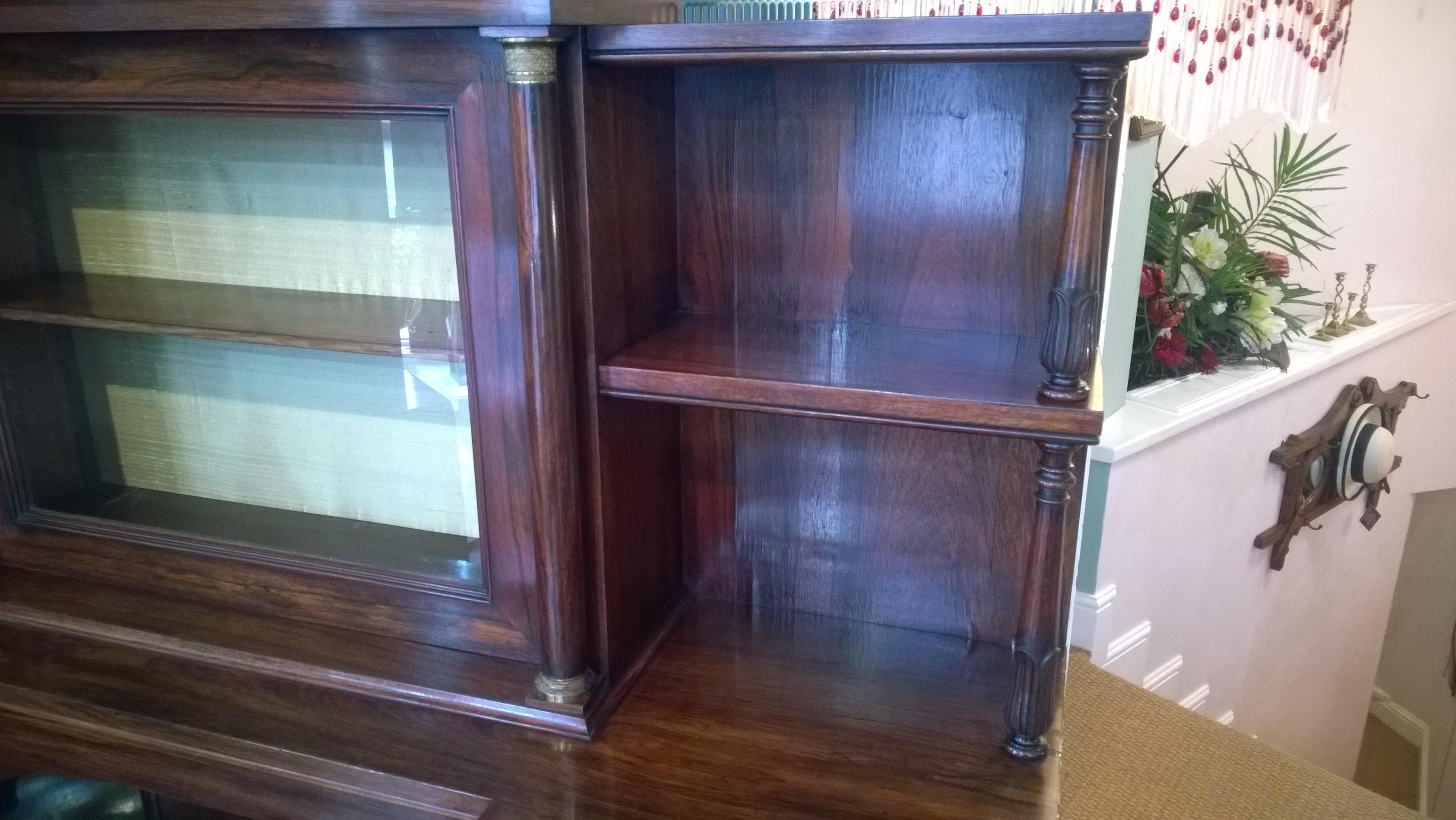 Early 19th Century Regency Rosewood Inverted Breakfront Salon Cabinet