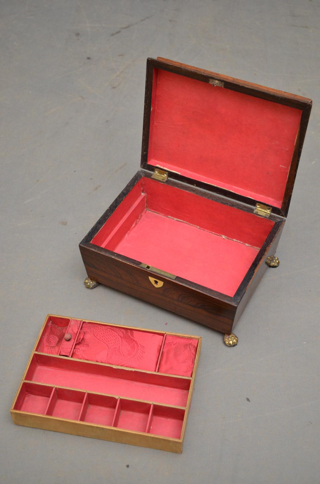 Regency Rosewood Jewelry Box im Zustand „Gut“ in Whaley Bridge, GB