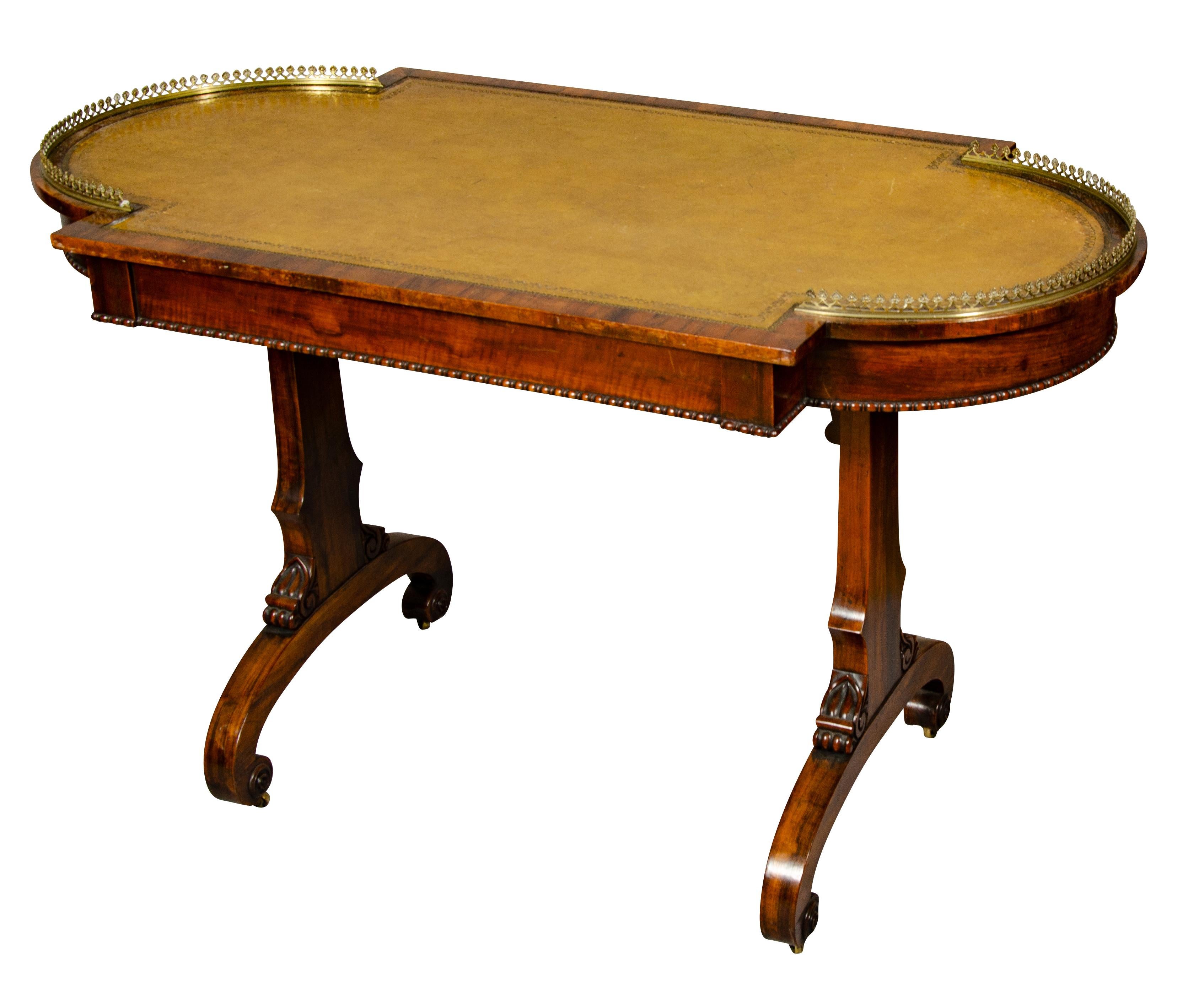 Regency Rosewood Ladies Writing Table In Good Condition In Essex, MA