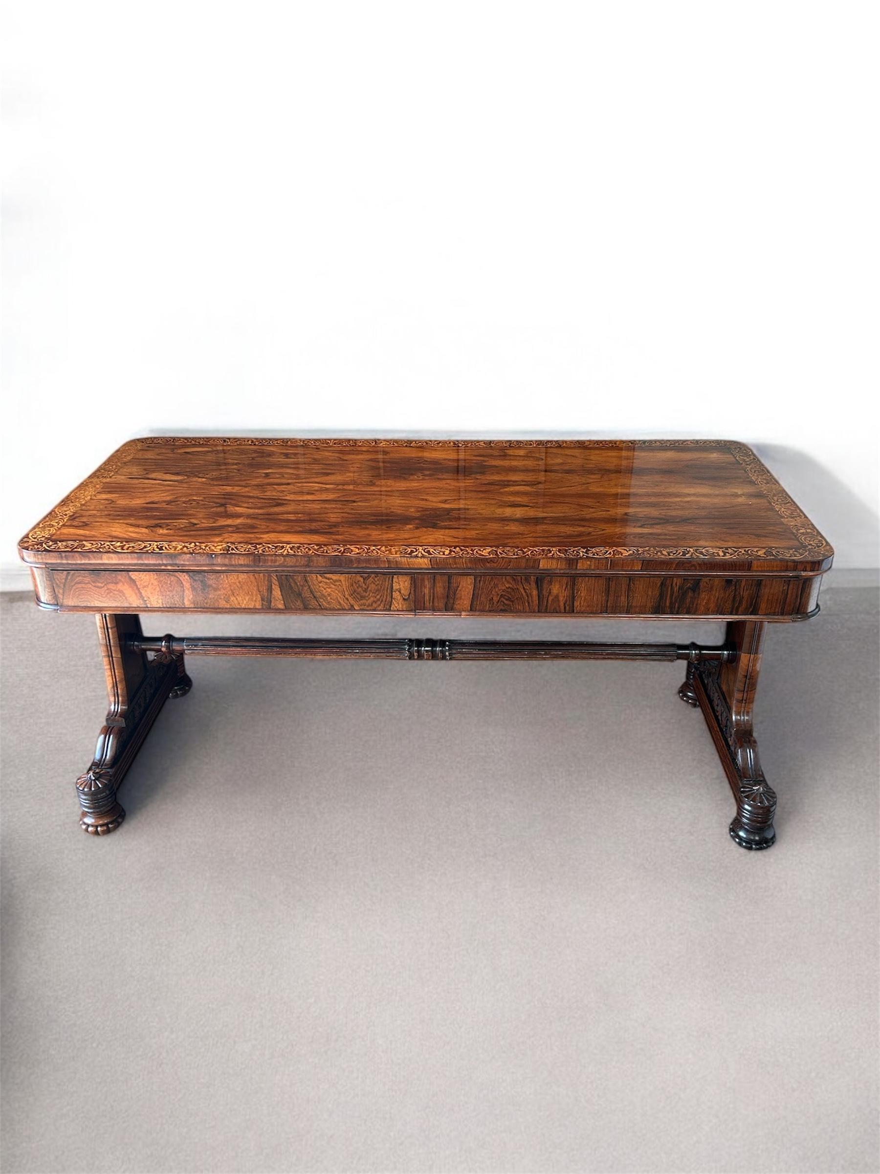 Regency Rosewood Library Table Attributed To Gillows In Good Condition For Sale In Sherborne, GB
