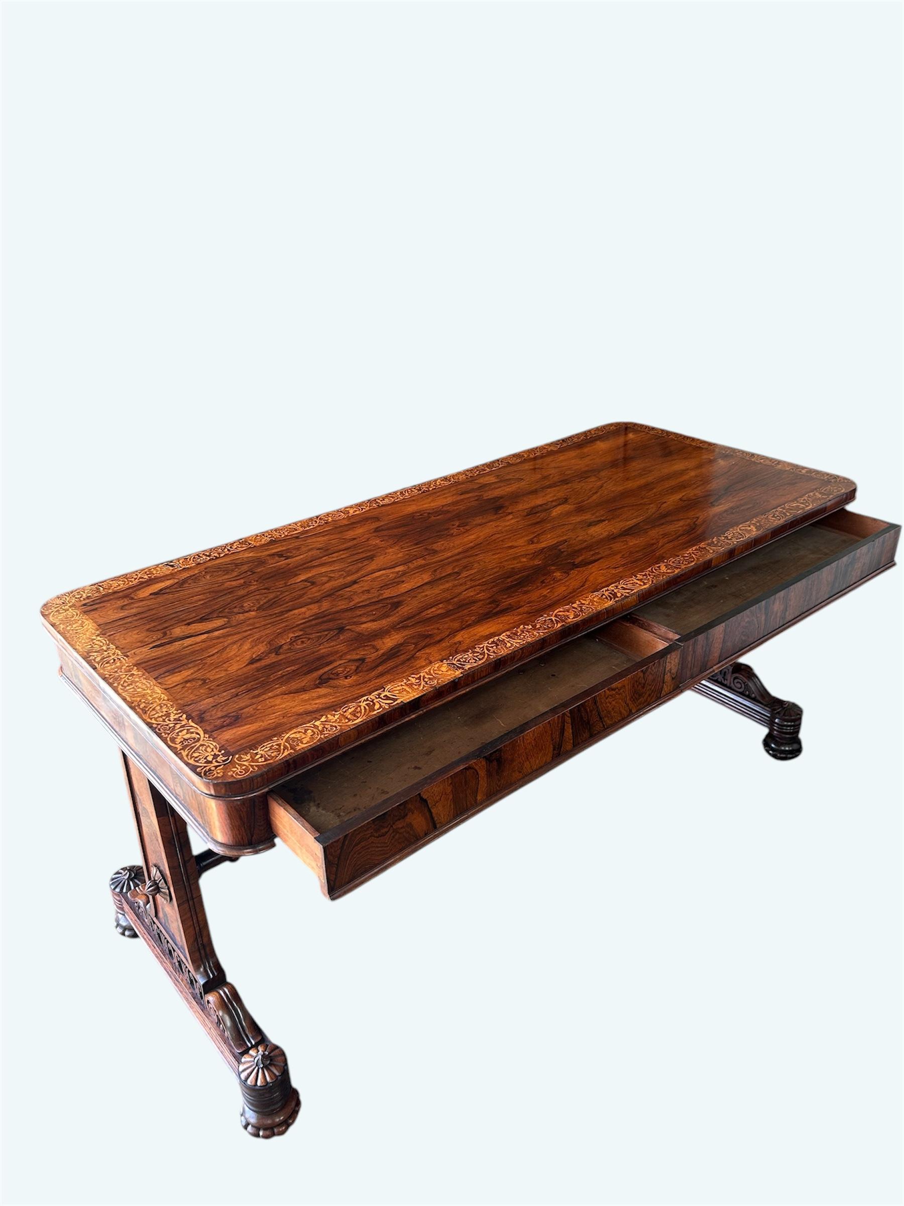 19th Century Regency Rosewood Library Table Attributed To Gillows For Sale