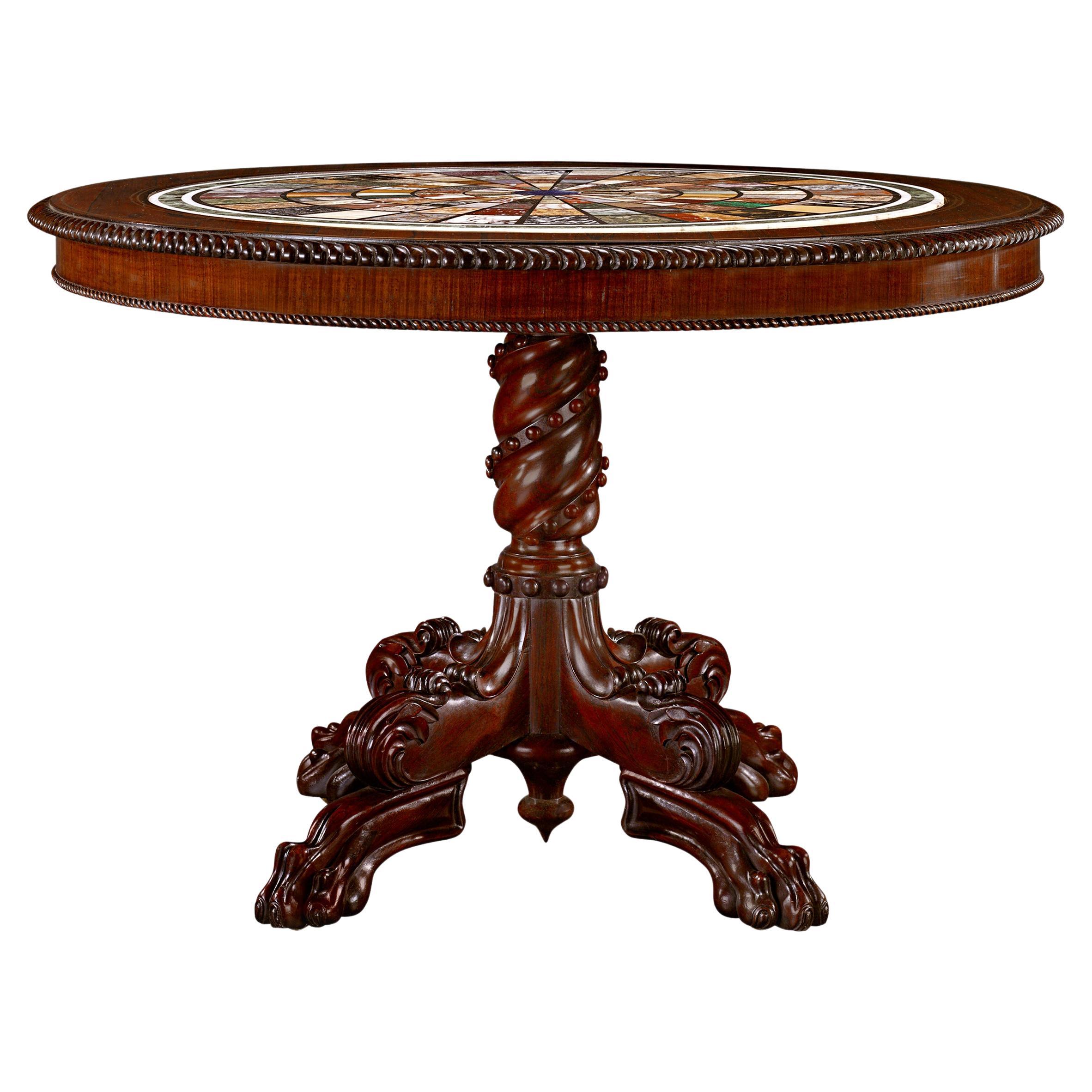 Regency-Tisch aus Rosenholz mit Marmorimitat