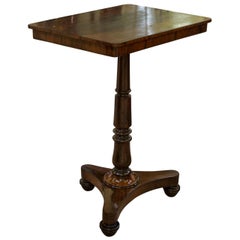 Regency Rosewood Oblong Lamp Table on Triform Base and Turned Feet
