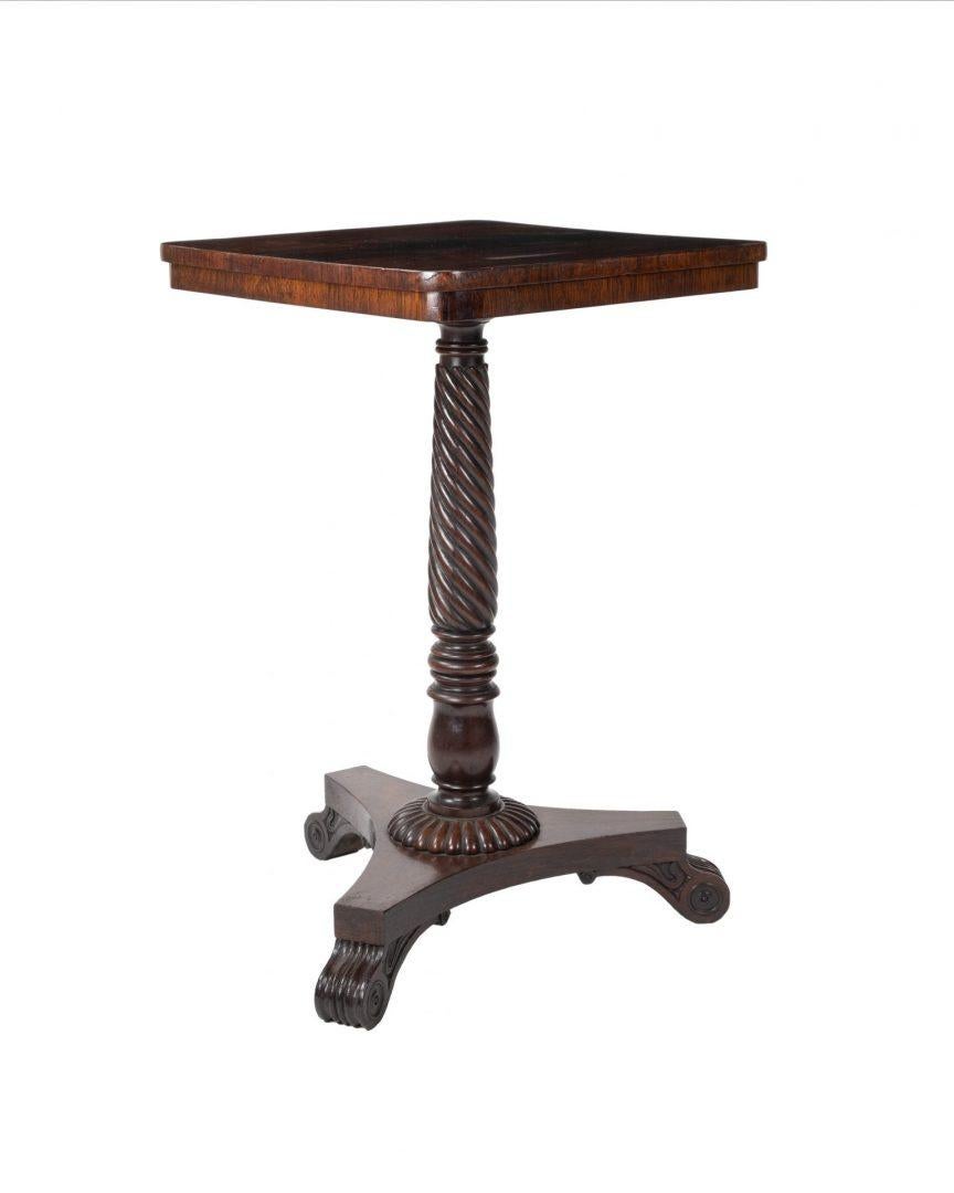 A fine rosewood Regency occasional table on a twist column and scrolled feet, firmly attributed to Gillows


Gillows of Lancaster and London, also known as Gillow & Co., was an English furniture making firm based in Lancaster, Lancashire, and in