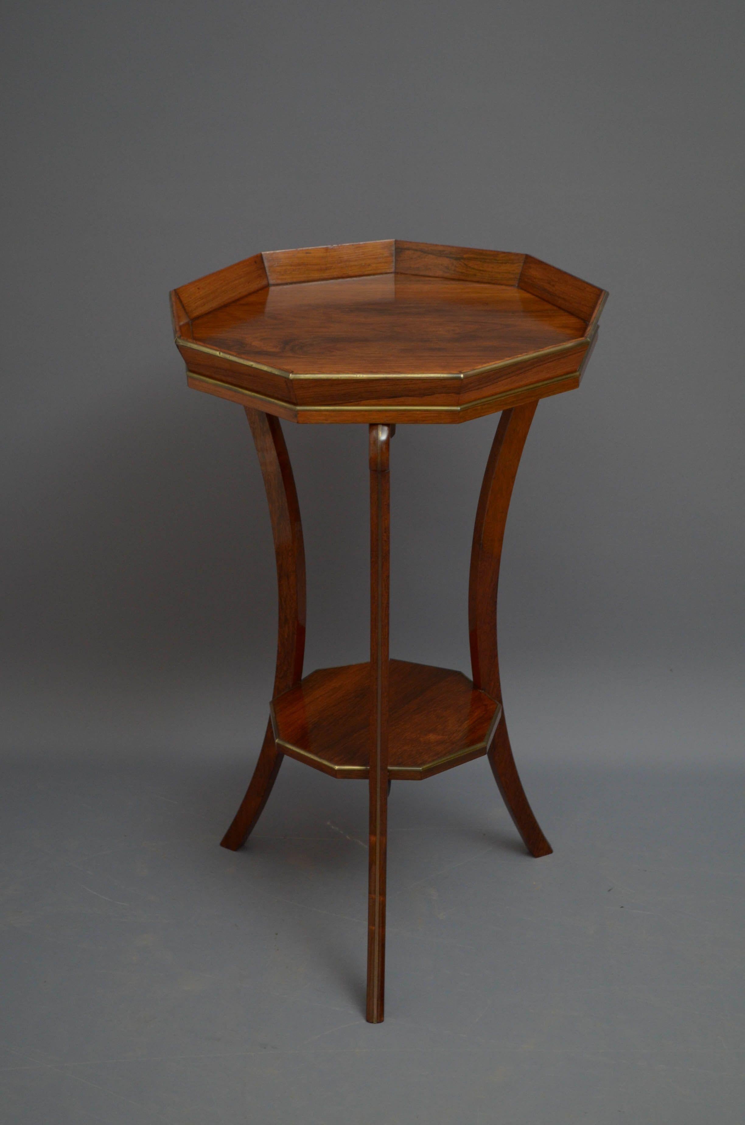 Regency Rosewood Occasional Table / Plant Stand In Good Condition For Sale In Whaley Bridge, GB