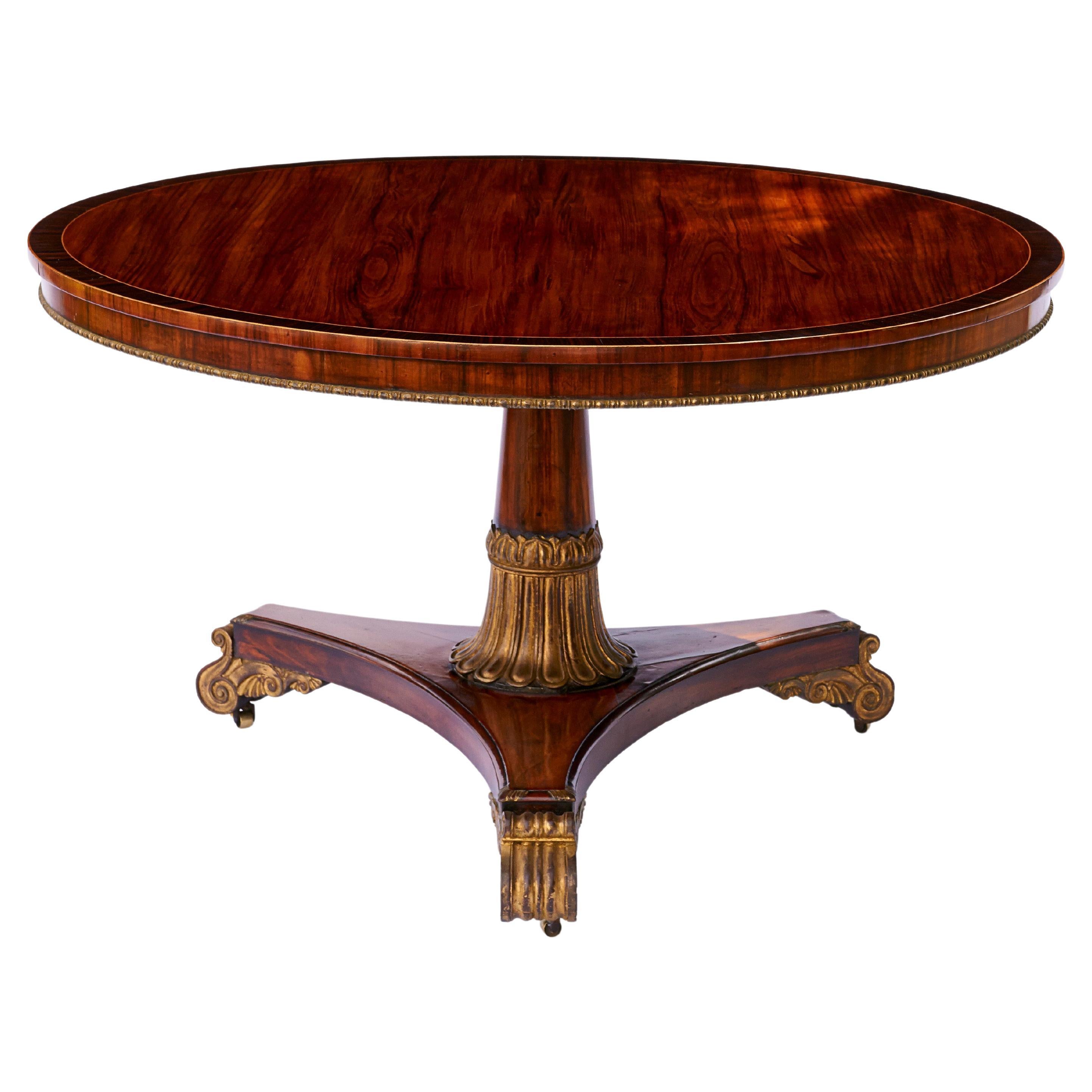 Regency Rosewood Pedestal Table For Sale