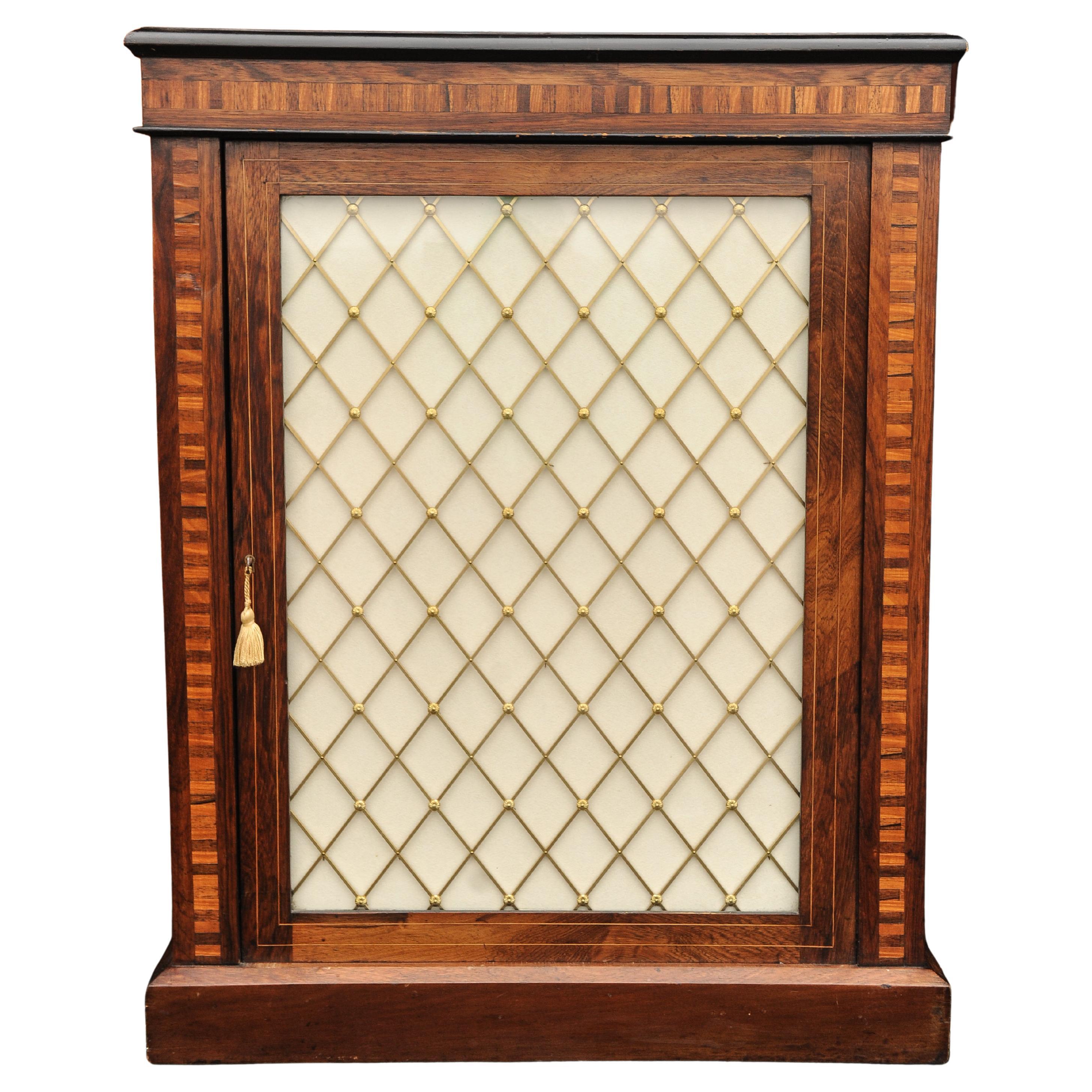 Regency Antico mobile inglese vittoriano in legno di palissandro con fronte smaltato Circa 1800 in vendita