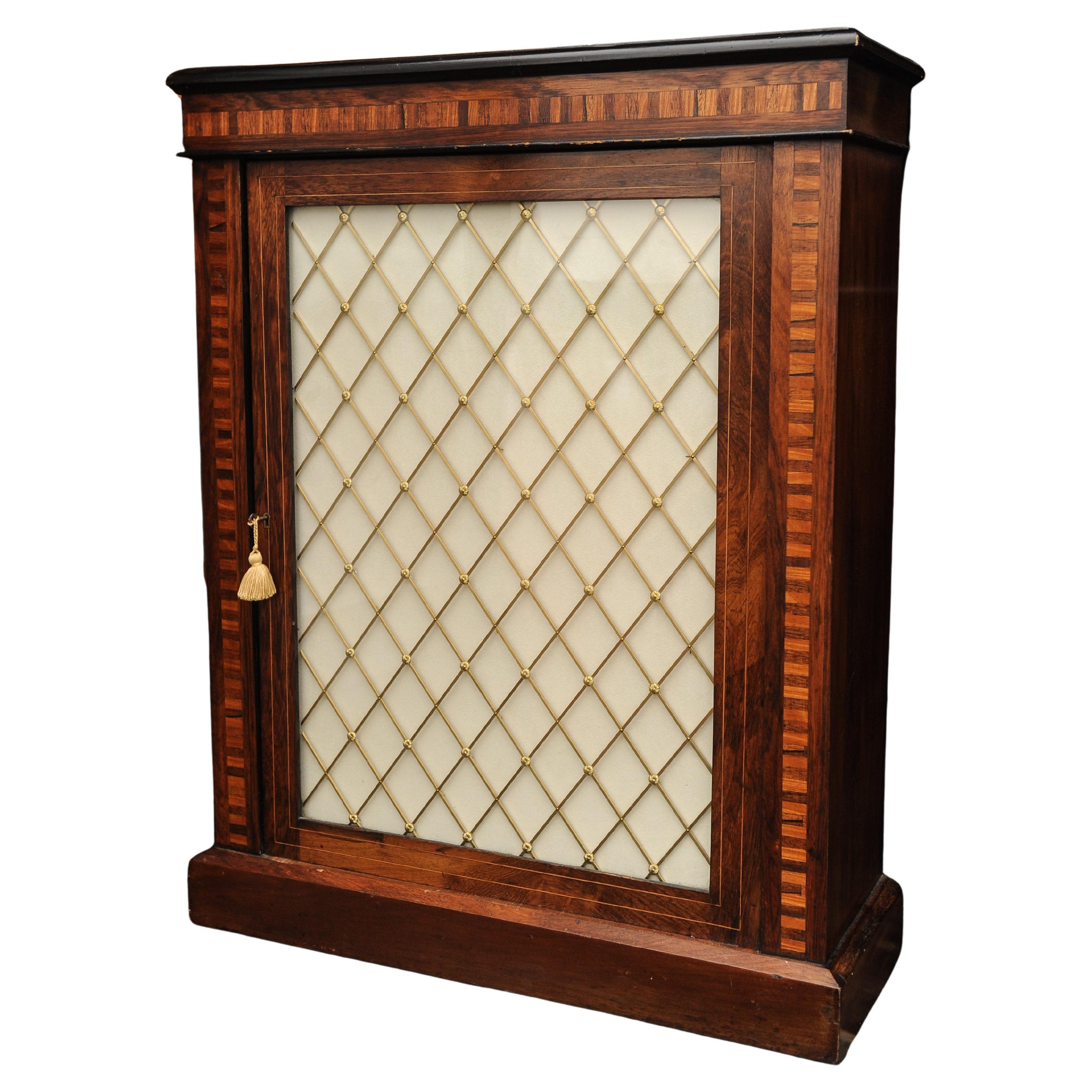 Intarsio Antico mobile inglese vittoriano in legno di palissandro con fronte smaltato Circa 1800 in vendita