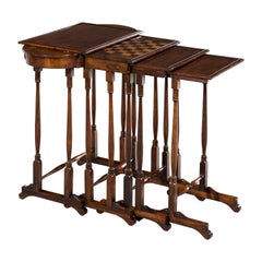 Regency Rosewood Quartetto Nest of Tables, One Chess