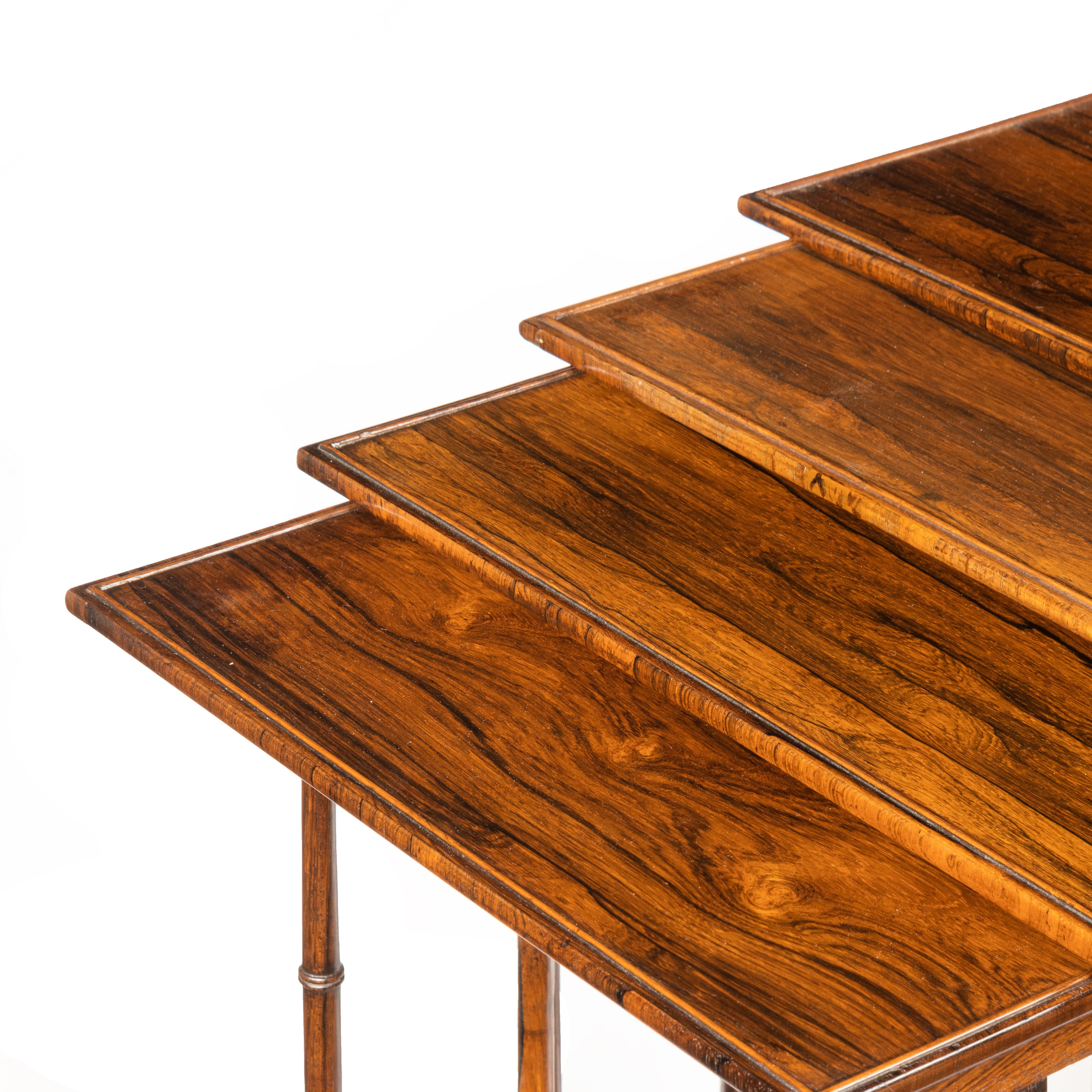 Regency Rosewood Quartetto Tables In Good Condition For Sale In Lymington, Hampshire