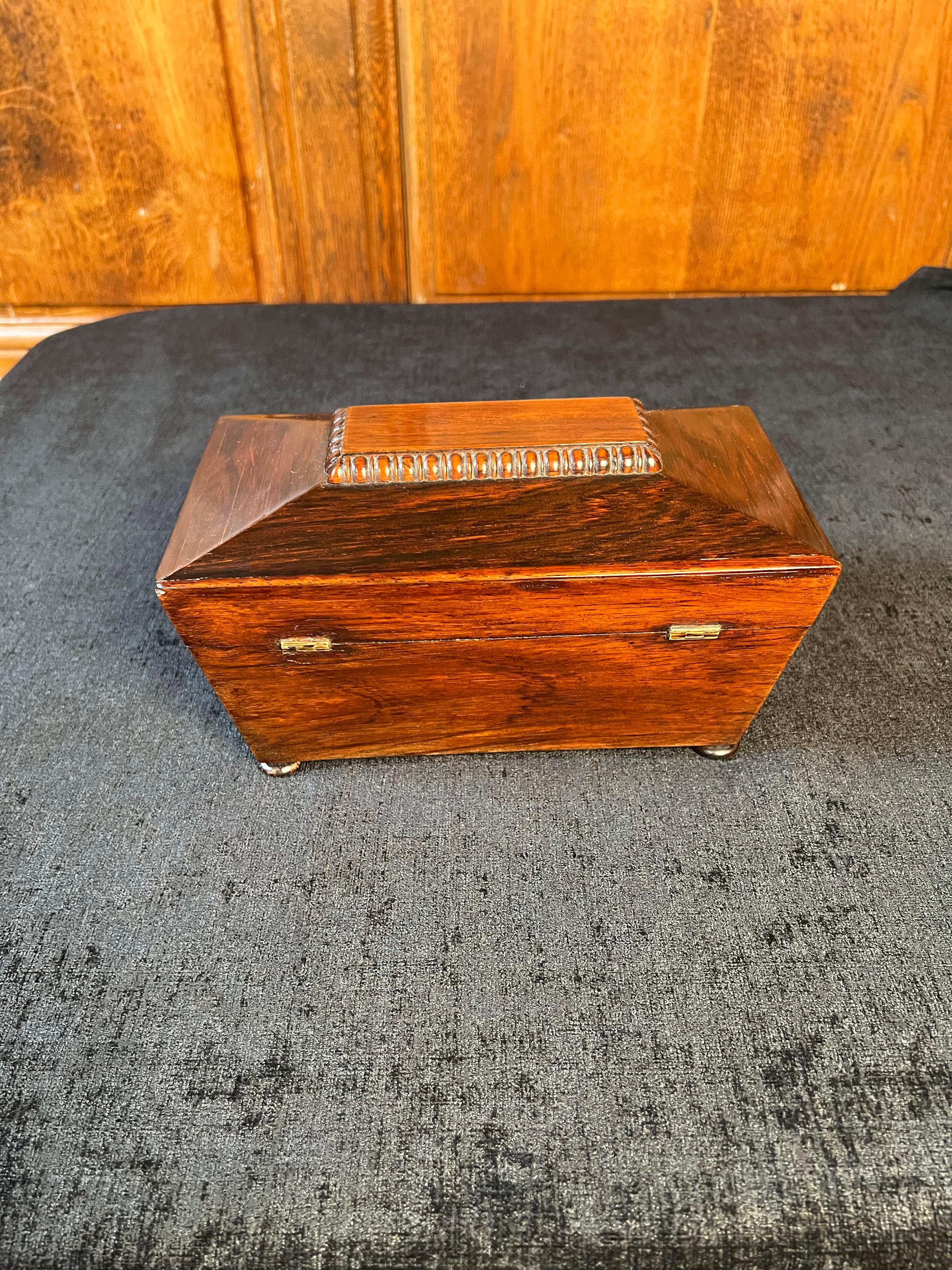 19th Century Regency Rosewood Sarcophagus Form Tea Caddy For Sale
