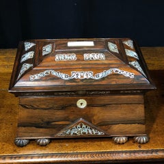 Regency Rosewood Sarcophagus Shape Sewing Box with Contents, Musical Works, 1825