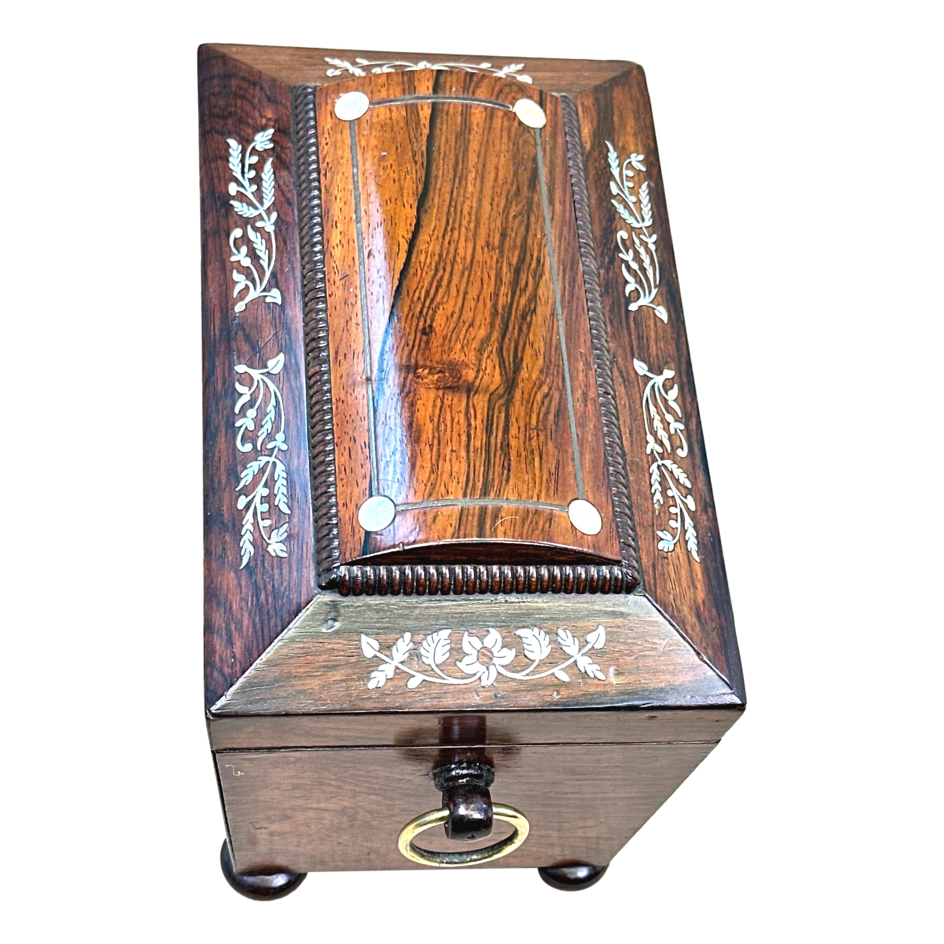 English Regency Rosewood Sarcophagus Tea Caddy For Sale