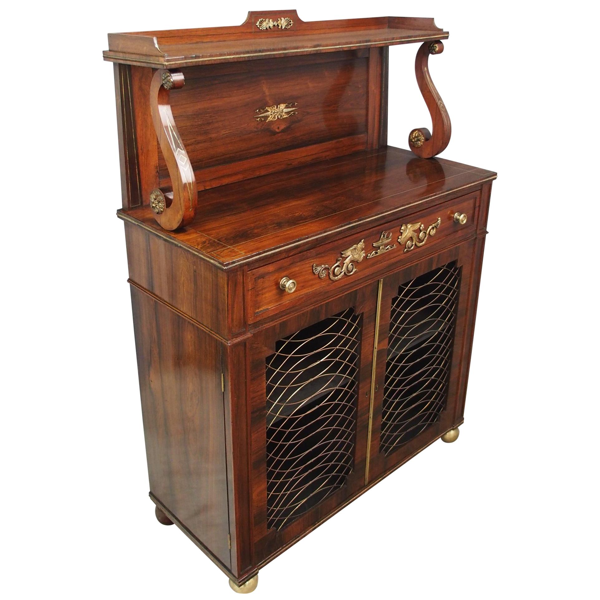 Regency Rosewood Secretaire Chiffonier For Sale