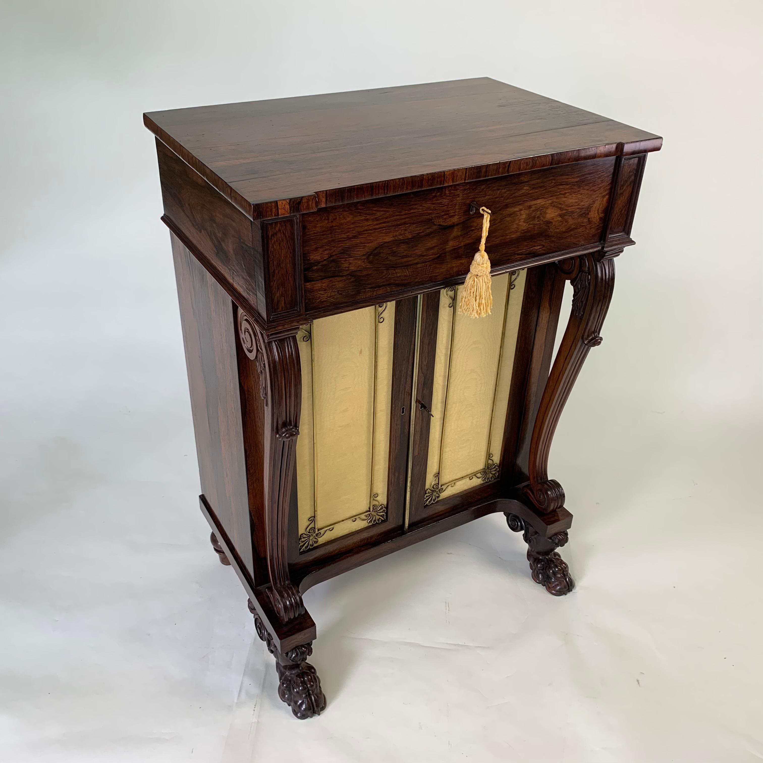 English Regency Rosewood Secretaire Side Cabinet/Chiffoneer For Sale