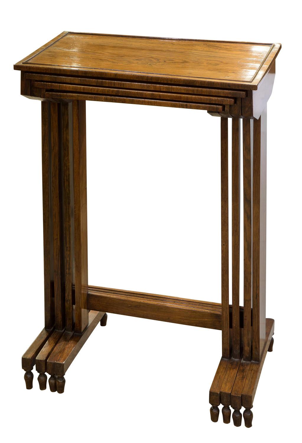 Regency rosewood set of quartetto tables of simple but elegant design.

circa 1820.