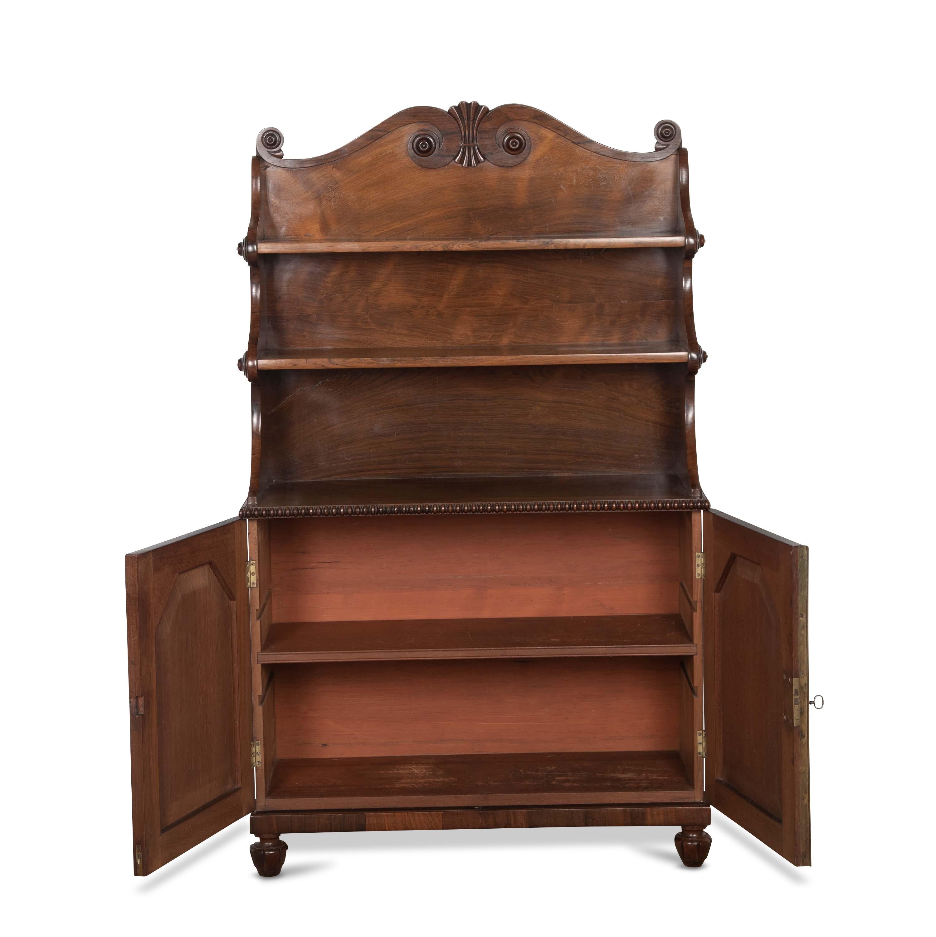 Carved Regency Rosewood Side Cabinet/Bookcase