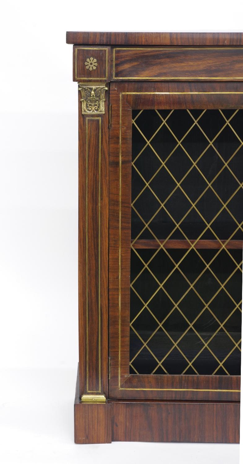 Brass Regency Rosewood Side Cabinet, circa 1820 For Sale