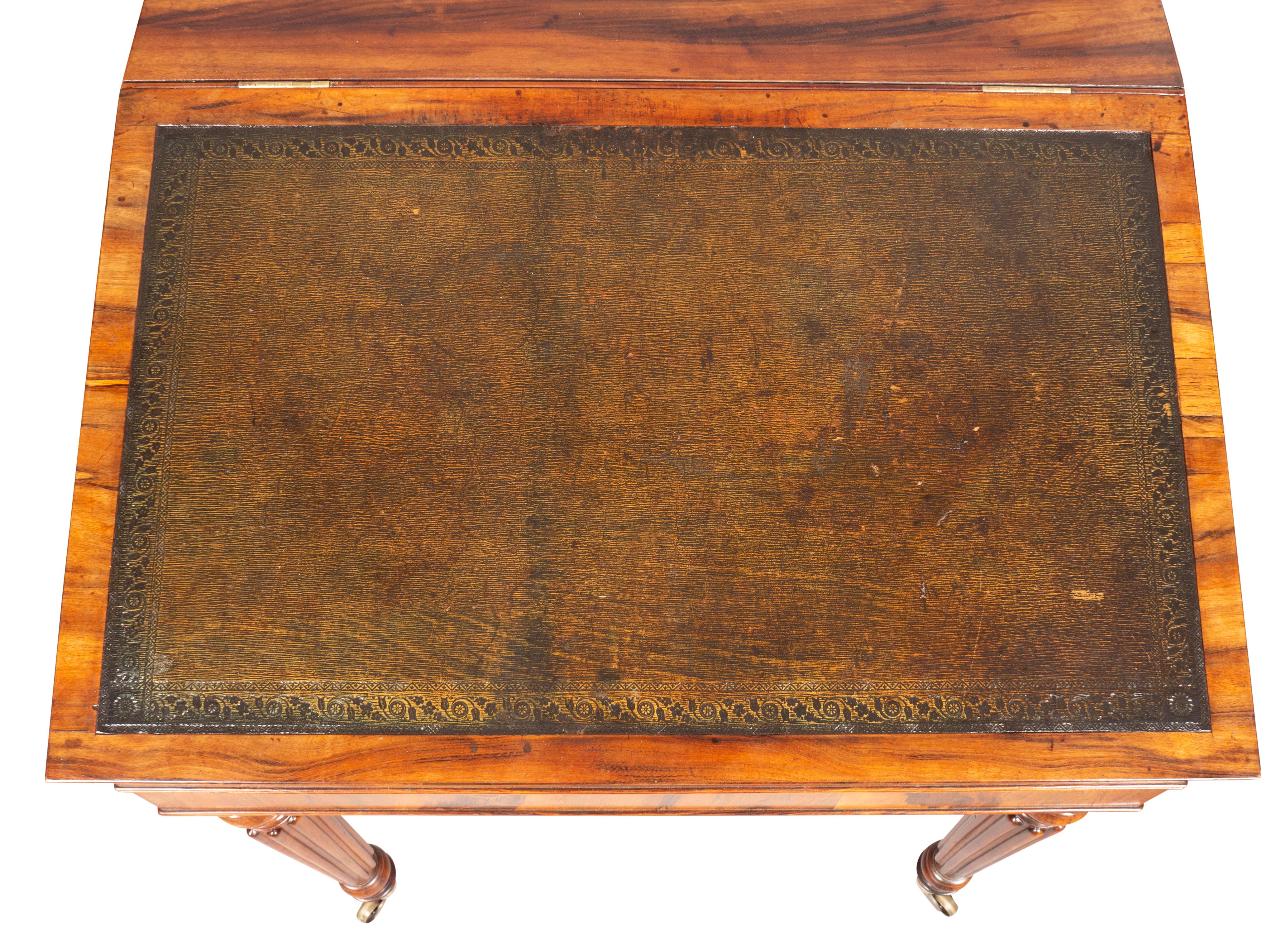 Regency Rosewood Slant Lid Writing Desk For Sale 8