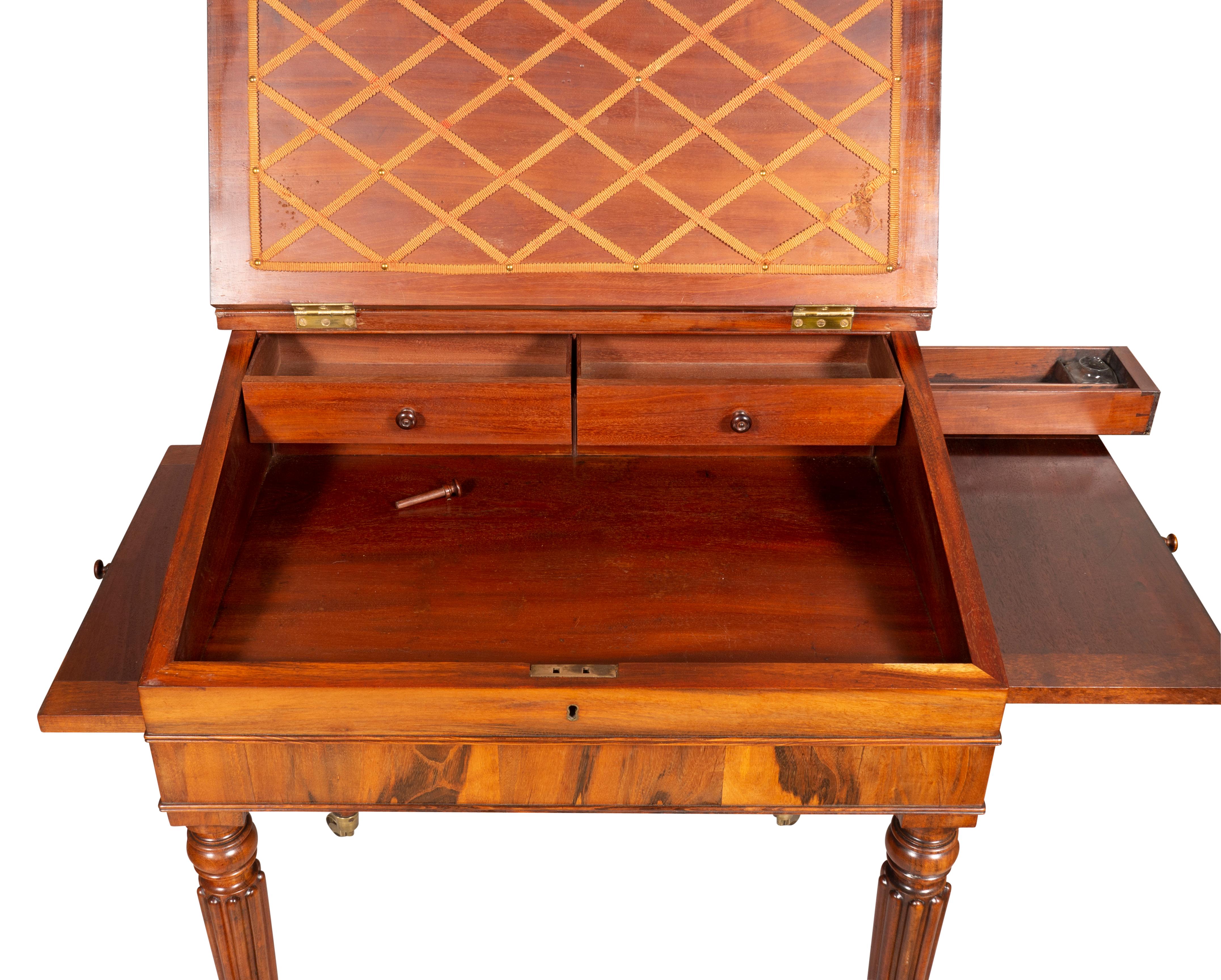 Regency Rosewood Slant Lid Writing Desk For Sale 12