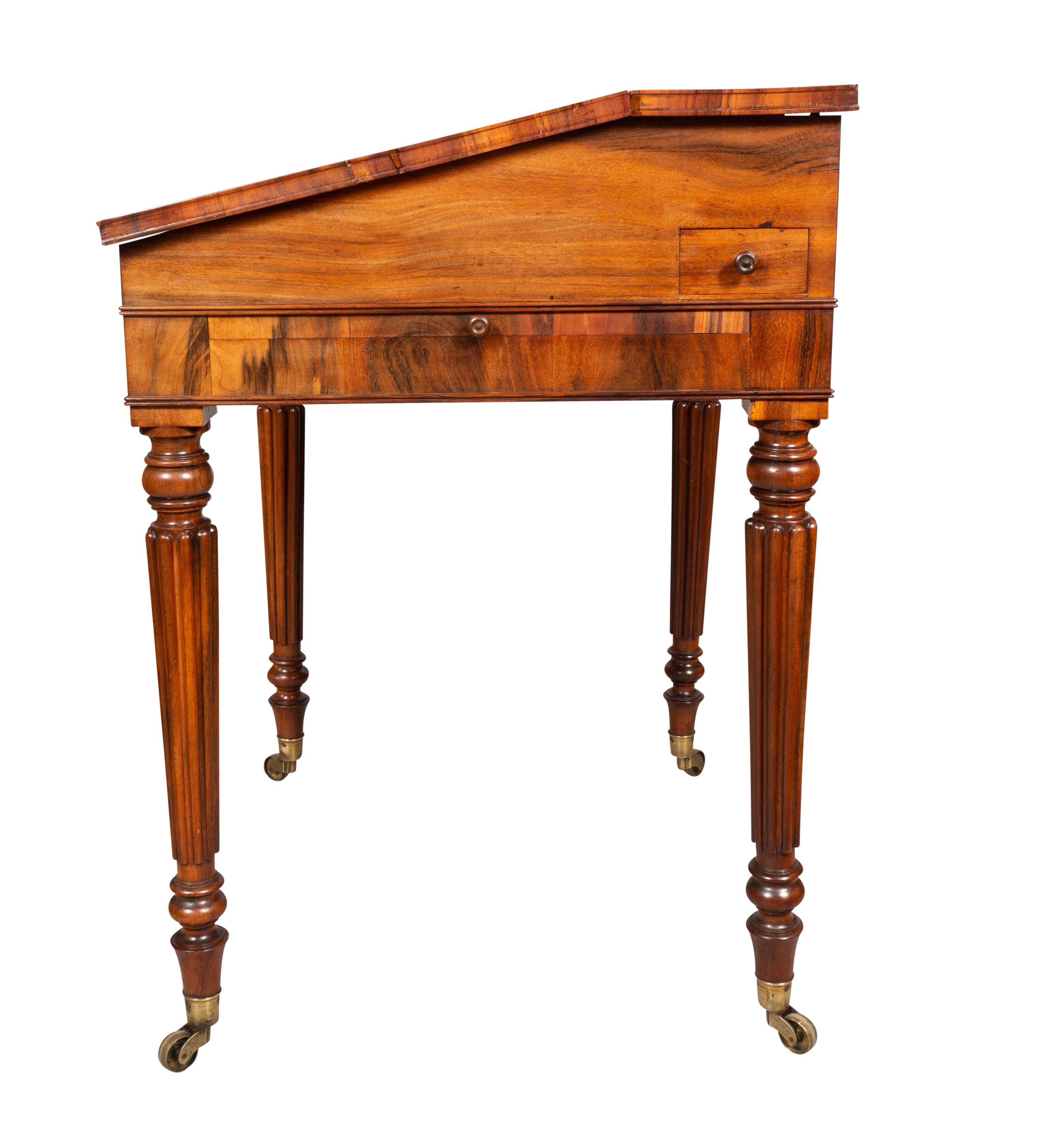 Regency Rosewood Slant Lid Writing Desk In Good Condition For Sale In Essex, MA