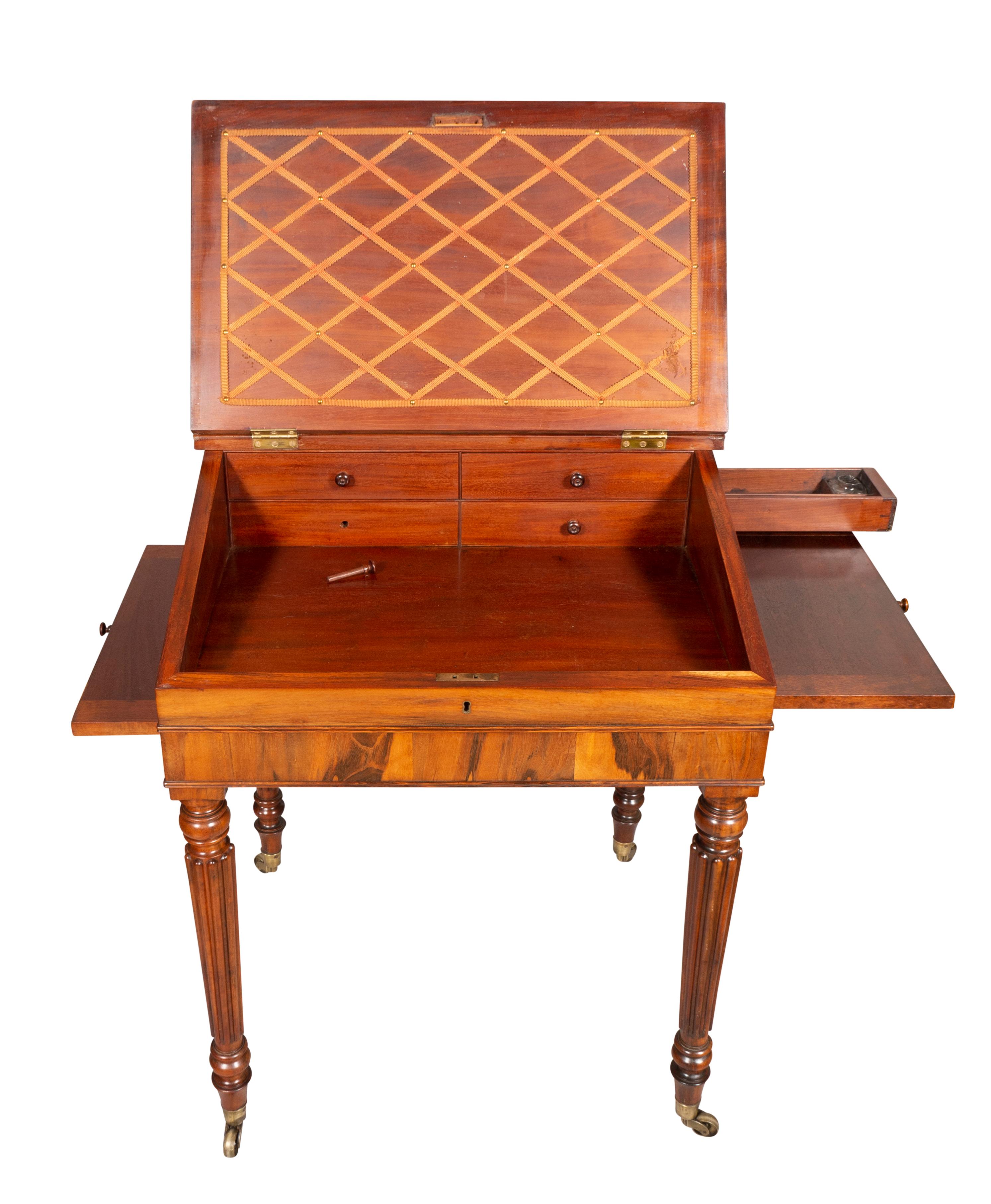 19th Century Regency Rosewood Slant Lid Writing Desk For Sale